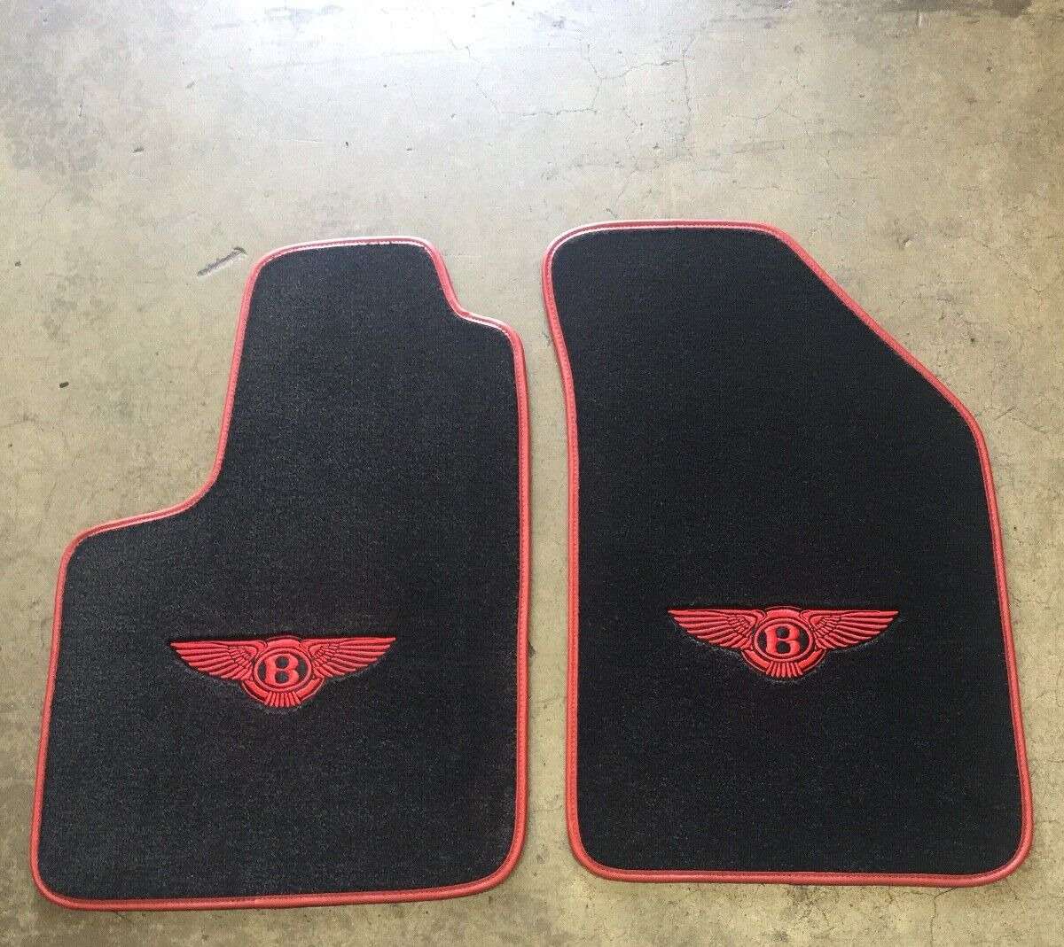 Bentley Cont Gt Coupe Custom Car Floor Mats 04-16 Black W/ Red Wings Red Edging