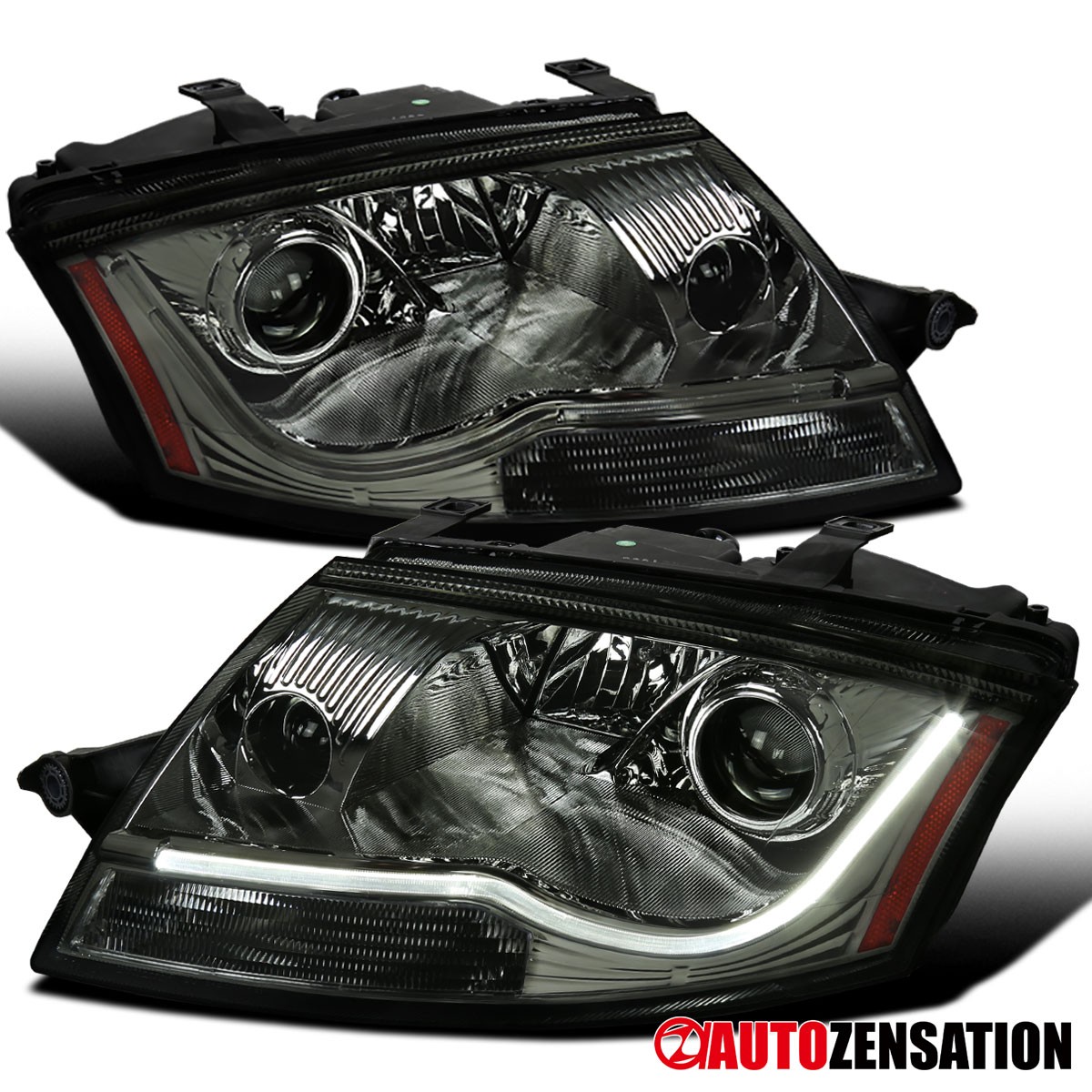 Fit 1999-2006 Audi TT Smoke LED Tube Projector Headlights Lamps Left+Right 99-06