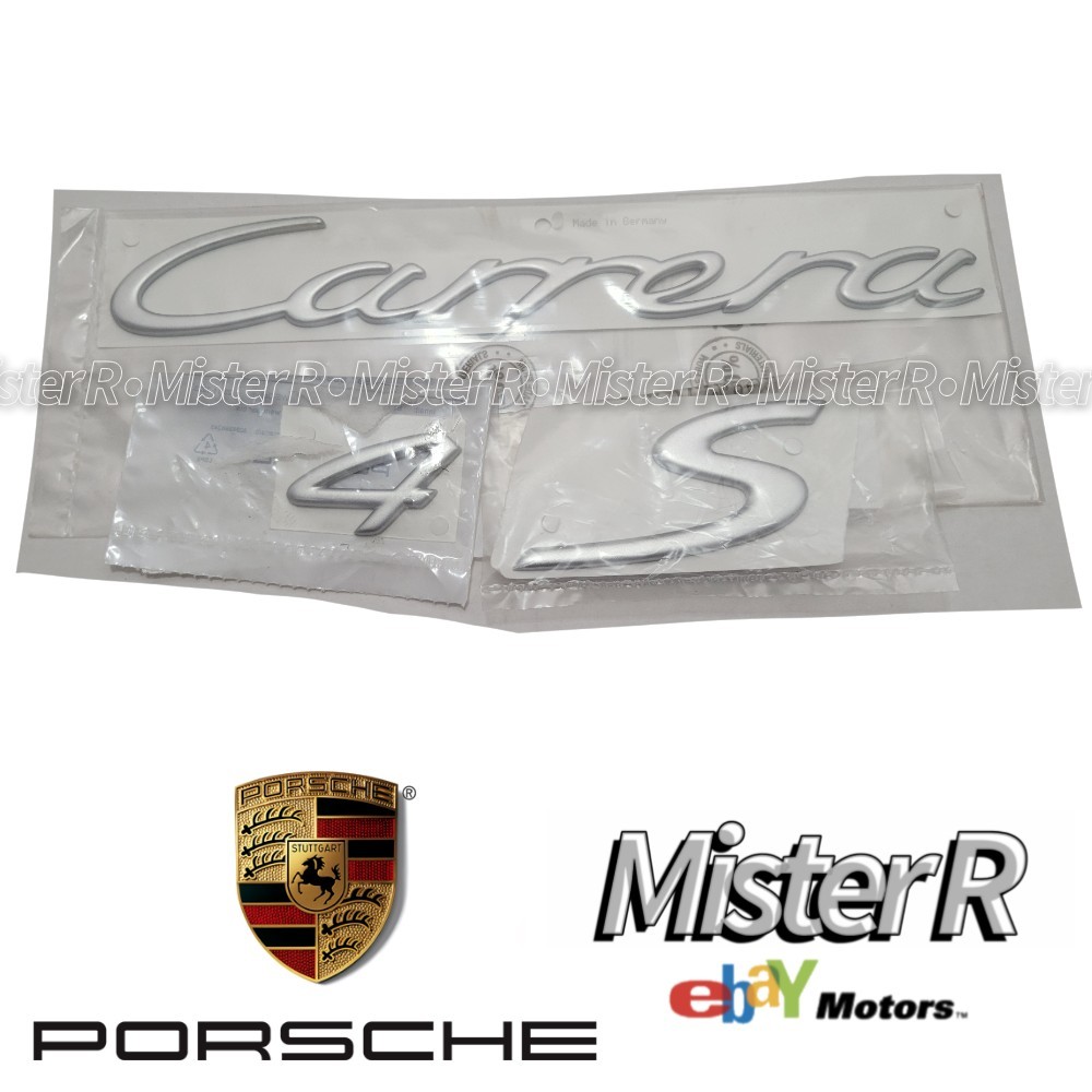 Porsche 911 997 • Carrera 4S Script Rear Text Emblem Set • Satin Aluminum • C4S
