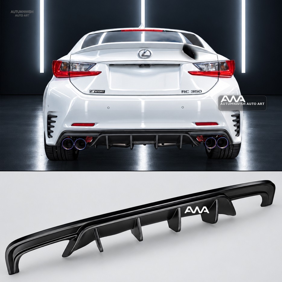 Fits 15-18 Lexus RC300 RC350 RC200t PU Unpainted Black Rear Bumper Diffuser Lip