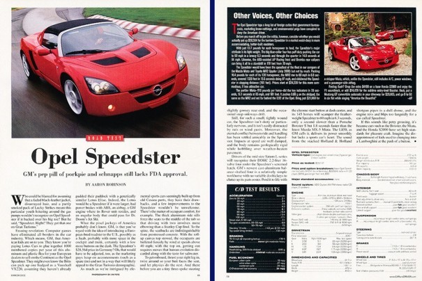 2002 Opel Speedster Original Review Report Print Car Article K62