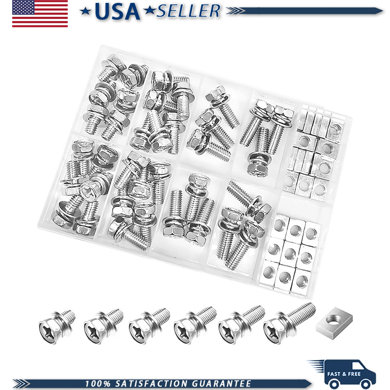 72 Pack Motorcycle Battery Terminal Bolts and Nuts Assortment Kit, 304 Stainless