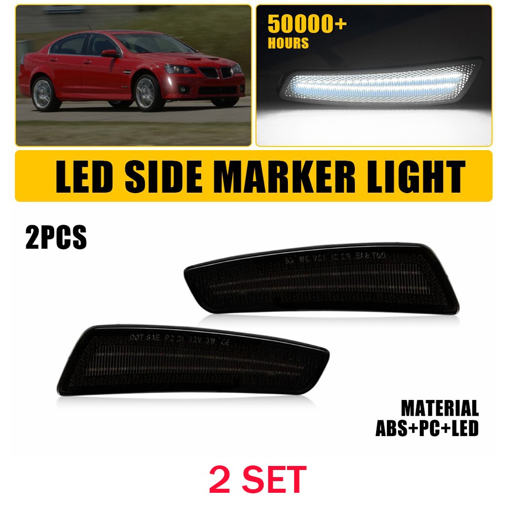 4X 12V Smoked White LED Front Side Marker Lights For Pontiac G8 GT GXP 2008 2009