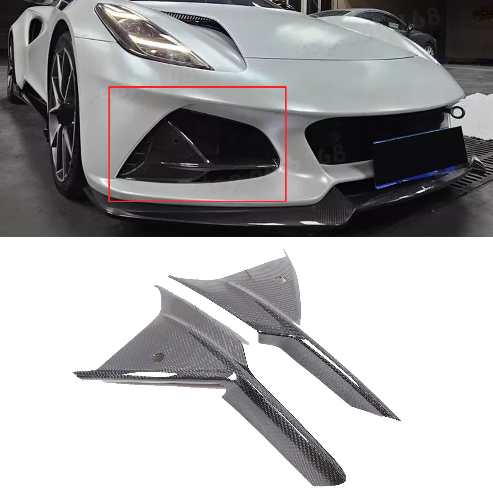 Real Carbon Fiber Front Bumper Grille b camera Panel cover For Lotus EMIRA 2023+