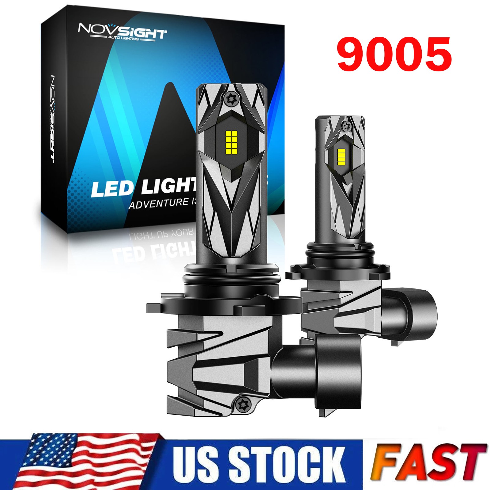NOVSIGHT 9005 HB3 LED Headlight Bulbs Kit White Lamp 6500K 20000LM High/Low Beam