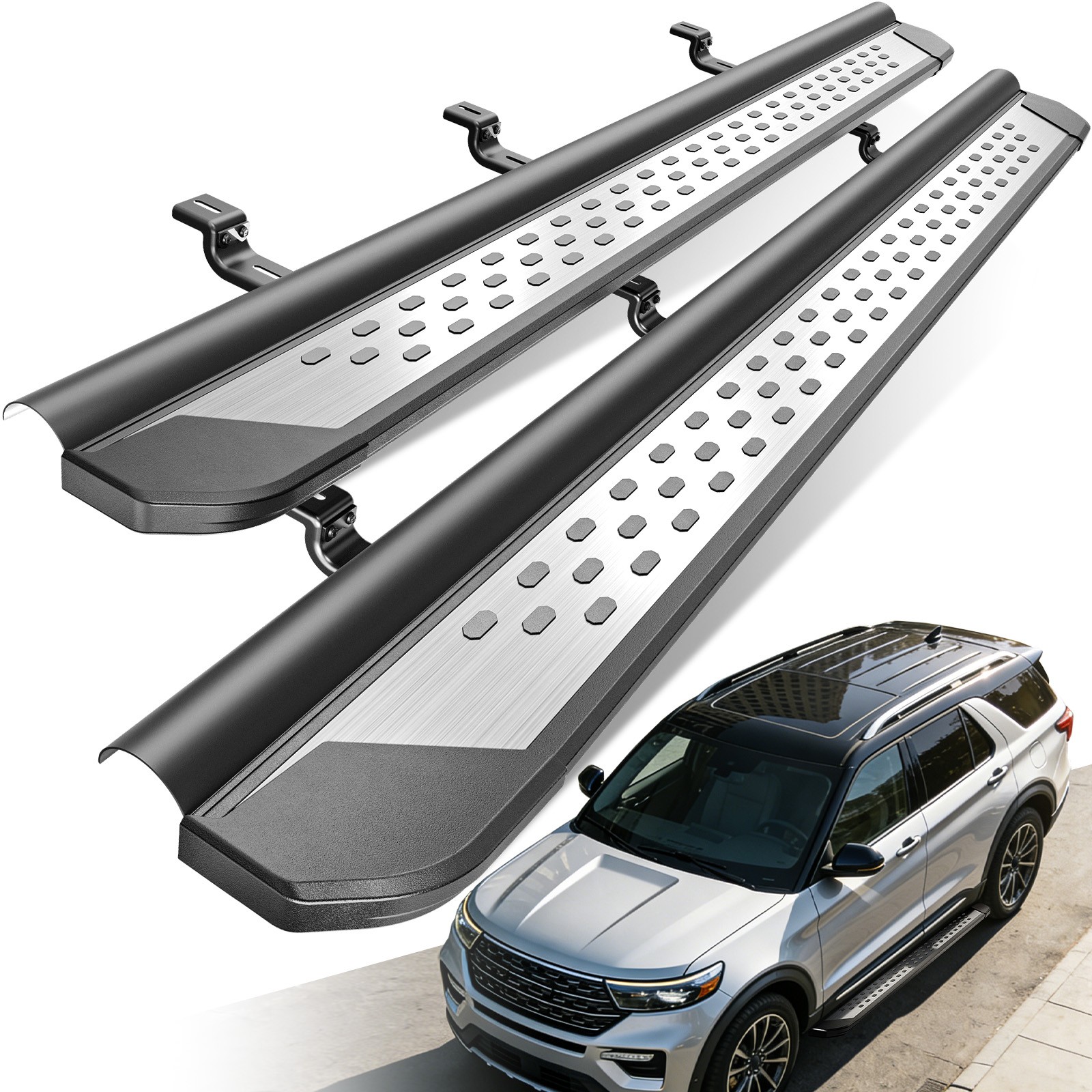 500LBS Aluminum Side Steps Nerf Bars Running Boards For 2020-2026 Ford Explorer