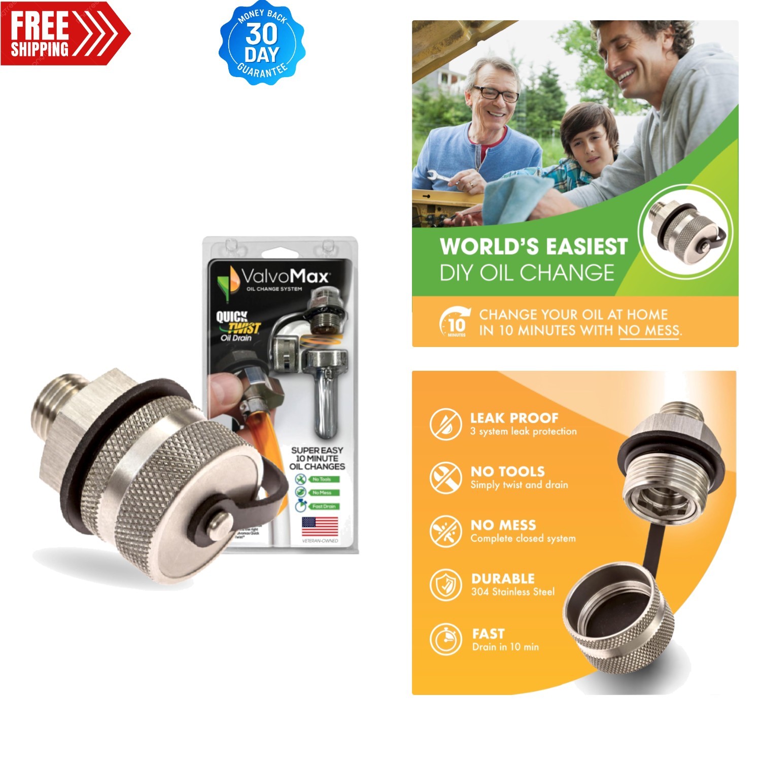 Veteran-Owned Quick Twist Oil Drain Valve – Effortless Mess-Free Changes