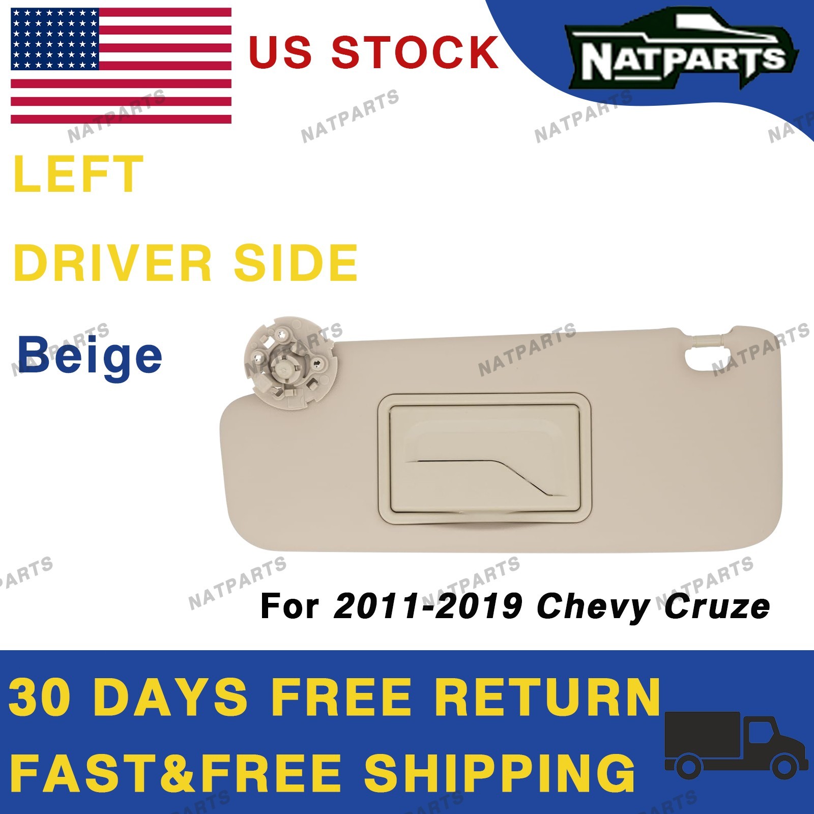 11-19 chevy cruze Left Driver Side Sun Visor beige 84126657