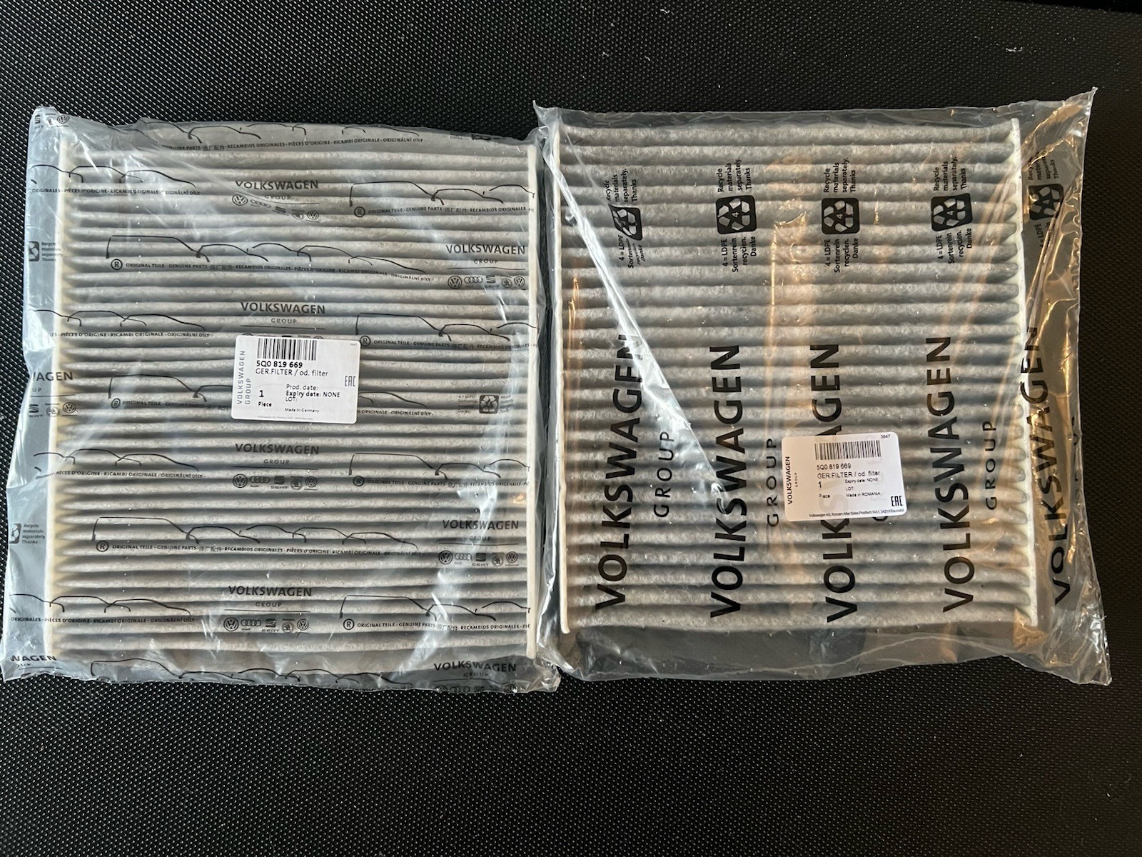 2x Genuine Volkswagen Cabin Air Filter 5Q0-819-669 JETTA/TAOS/TIGUAN/ATLAS