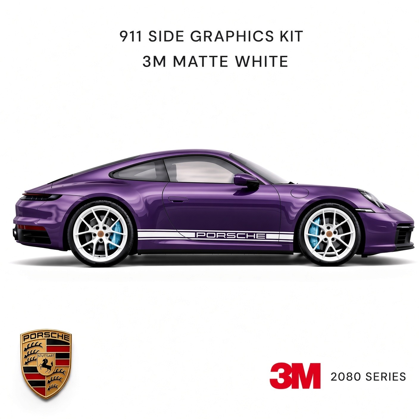 Quality Porsche 911 side decal graphics kit ( Premium 3M Film / Vinyl )