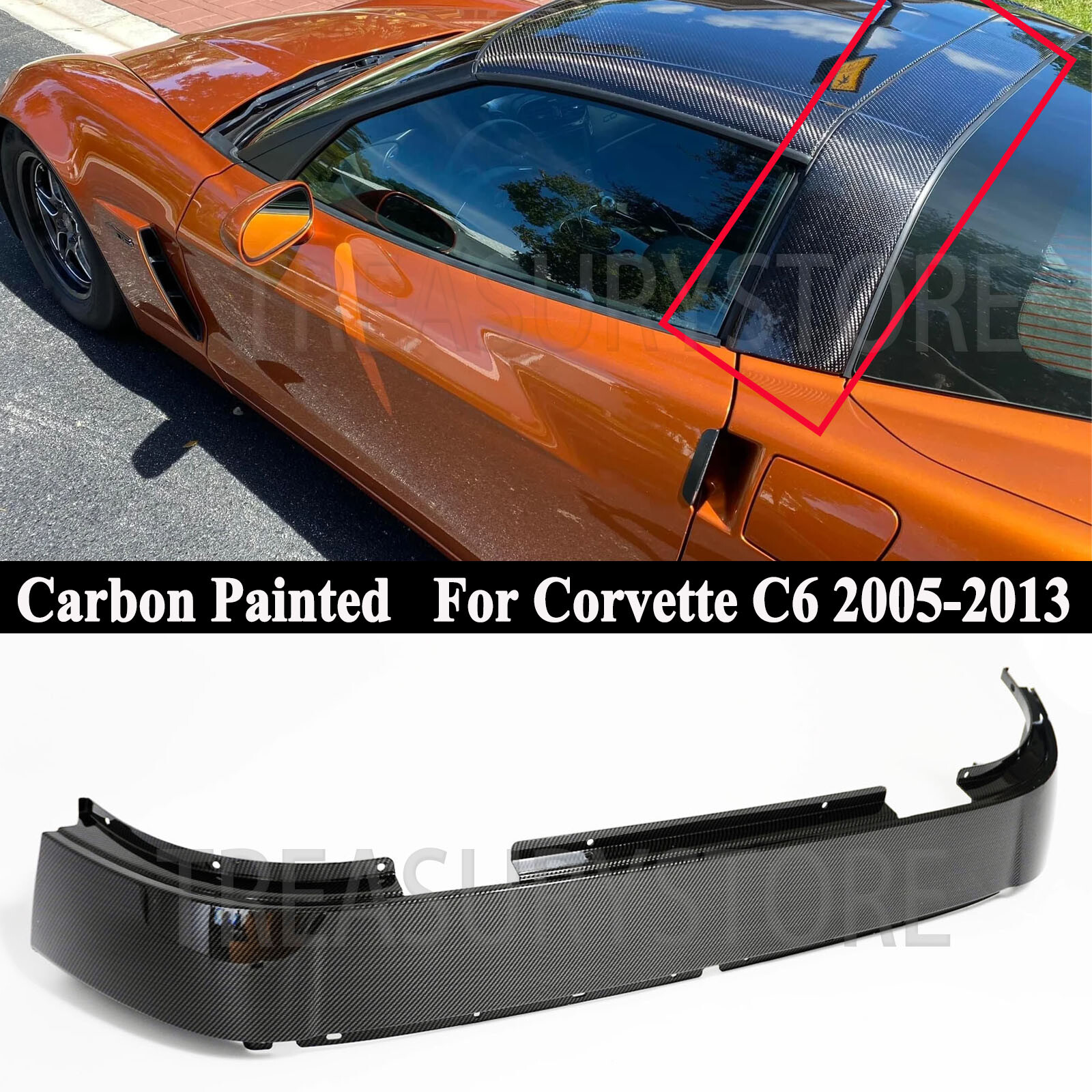 For Chevrolet Corvette C6 05-13 Carbon Look GM Factory Roof B-Pillar Halo Cover