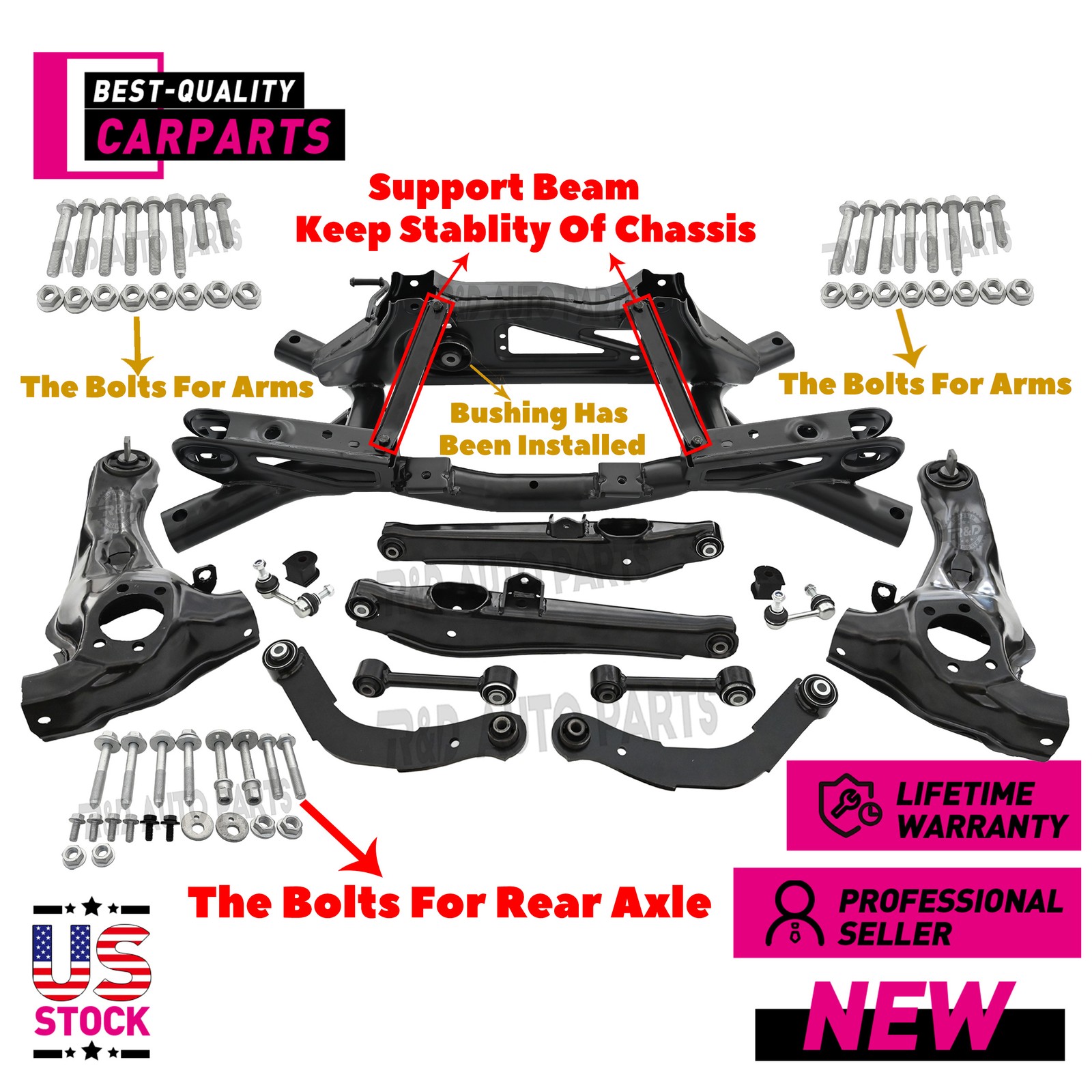 Rear Crossmember AWD For Compass Patriot 07-17 Caliber 06-12 Bolts Bushing Arms