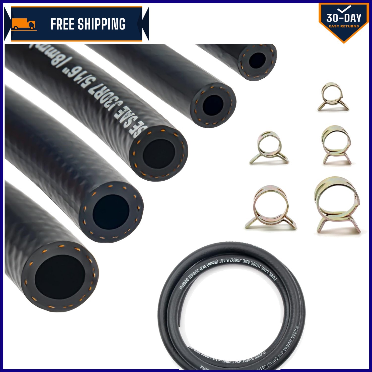 Versatile 5 Size Fuel Line Hose Kit 5FT with 25 Clamps for Diverse Engines