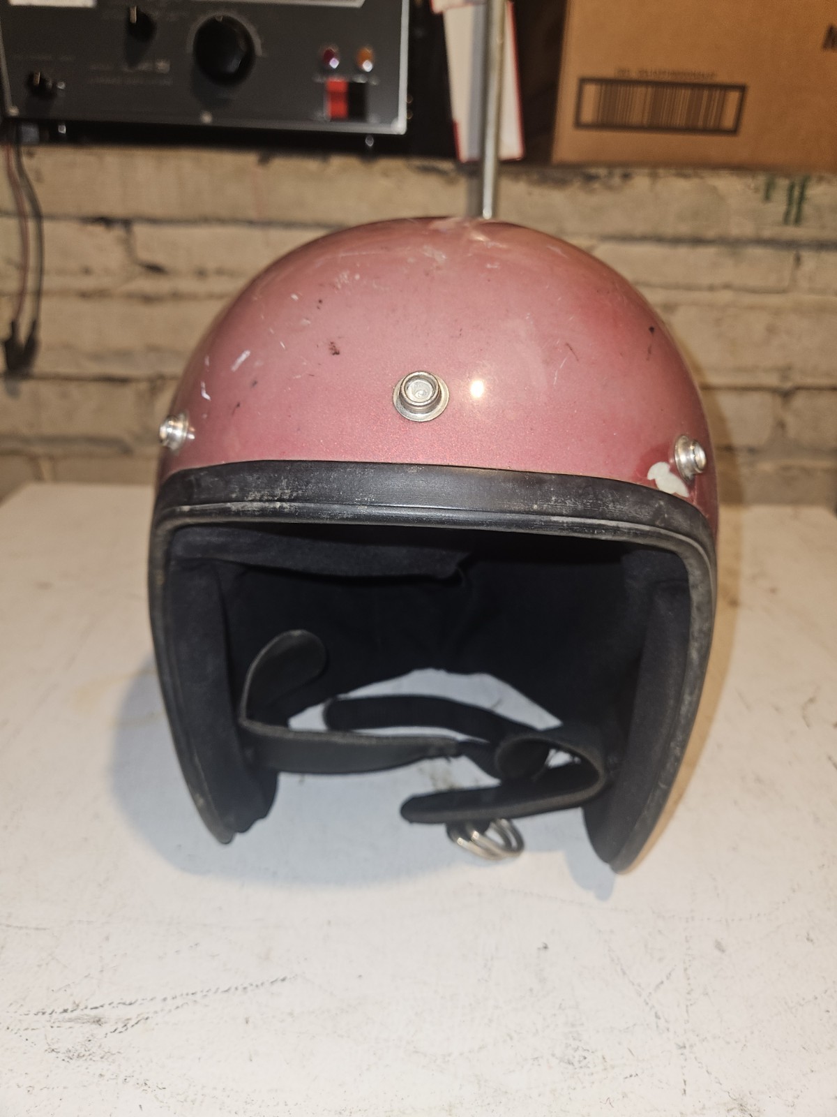 RARE VINTAGE 1960\'S BELL DS D-3 AMA RED HELMET MOTORCYCLE