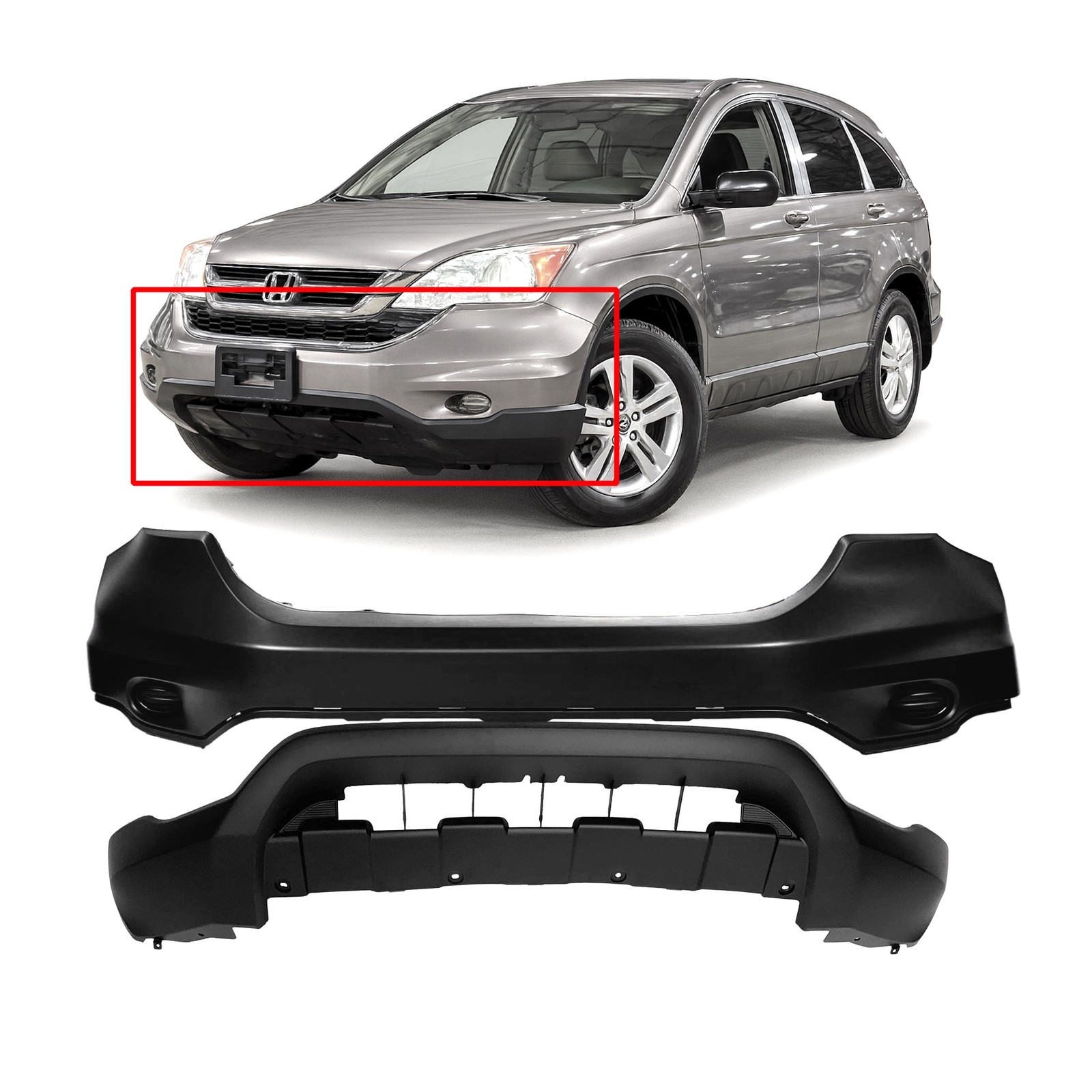 2010-2011 Honda CR-V 2pc Front Bumper Cover Kit HO1000270 HO101510 04711SWAA80ZZ