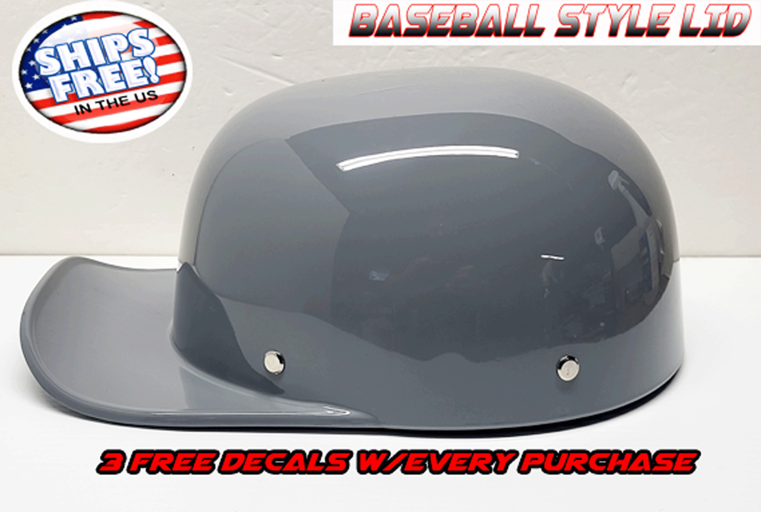 BASEBALL STYLE HELMET  GRAY   LOW PROFILE BIKER MOTORCYCLE NOVELTY LID