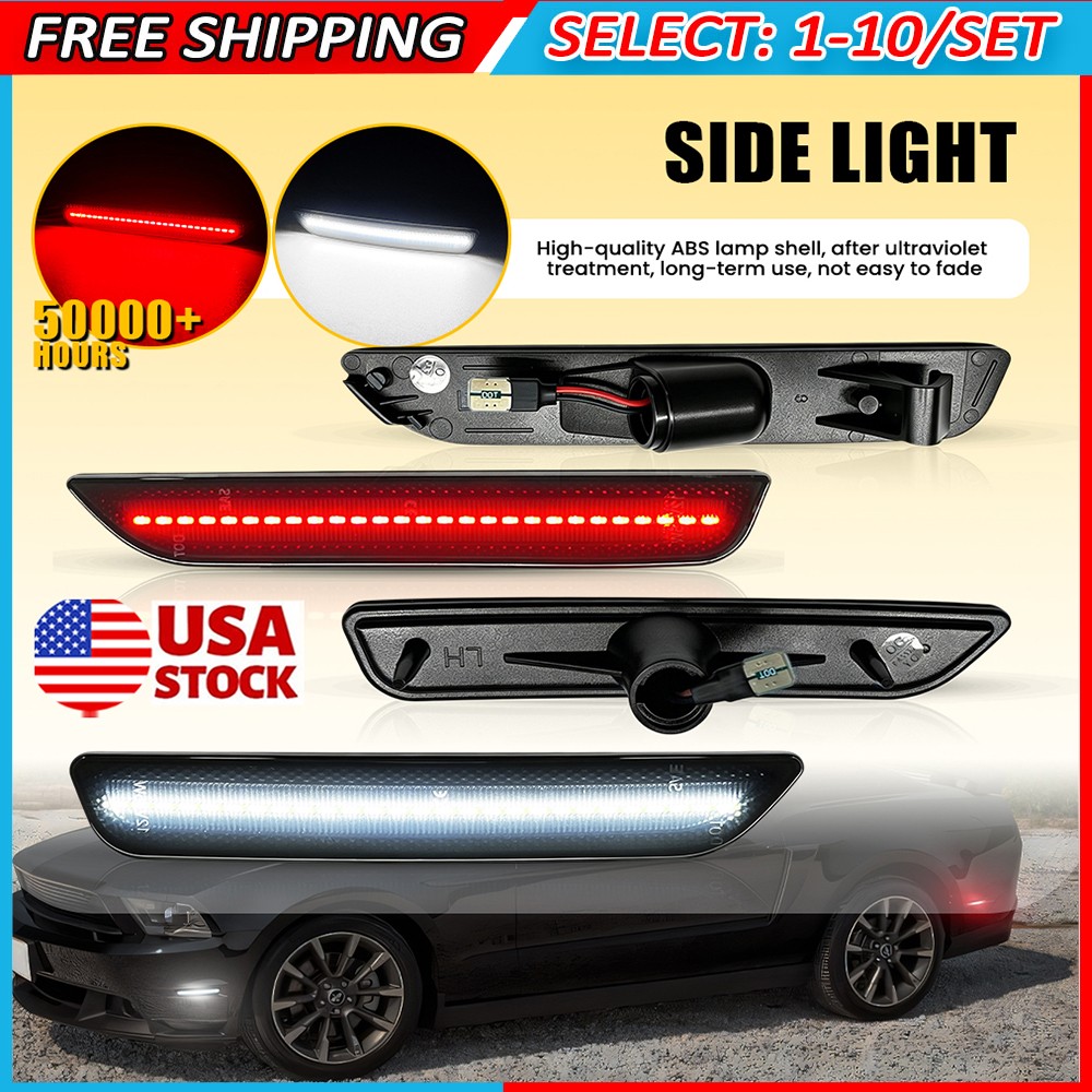 4-40x For Ford Mustang 2010-14 LED White/Red Side Marker Lights Smoked FO2551144 4-40x For Ford Mustang 2010-14 LED White/Red Side Marker Lights Smoked FO2551144