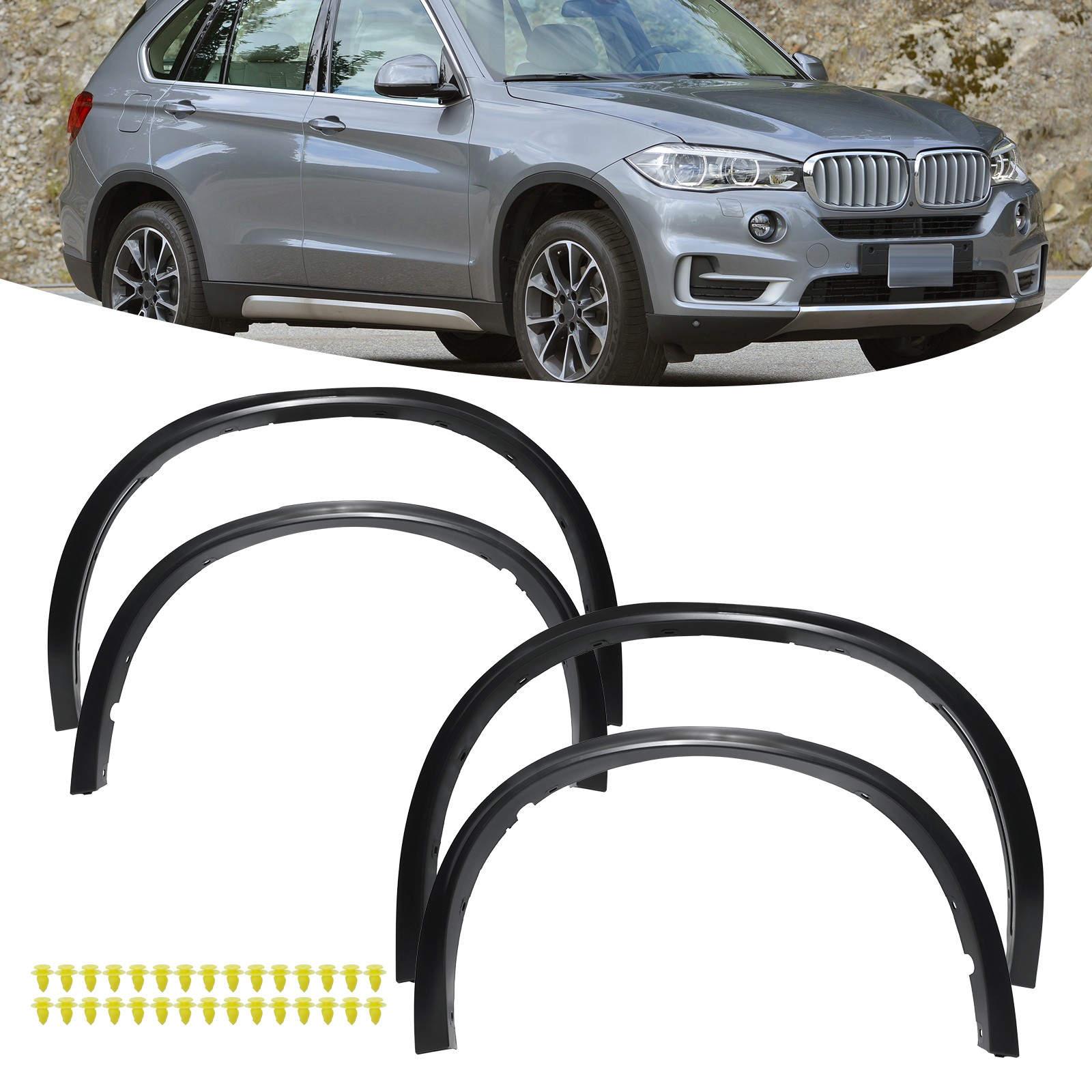 4PCS Fit For BMW X5 F15 14-18  Wheel Arch Wide Fender Flares Cover Trims Black