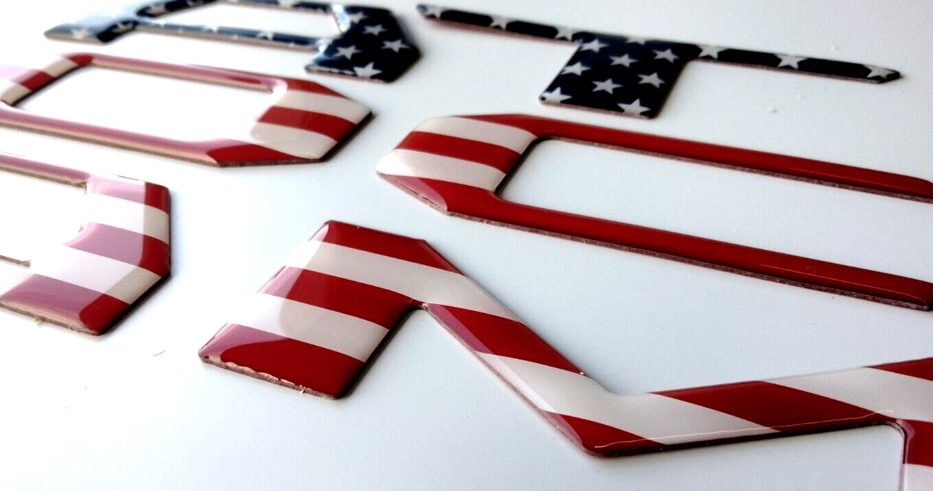 3D RAISED US FLAG DOMED TAILGATE LETTERS FOR TOYOTA TACOMA 2024-2026 US MADE 3D RAISED US FLAG DOMED TAILGATE LETTERS FOR TOYOTA TACOMA 2024-2026 US MADE