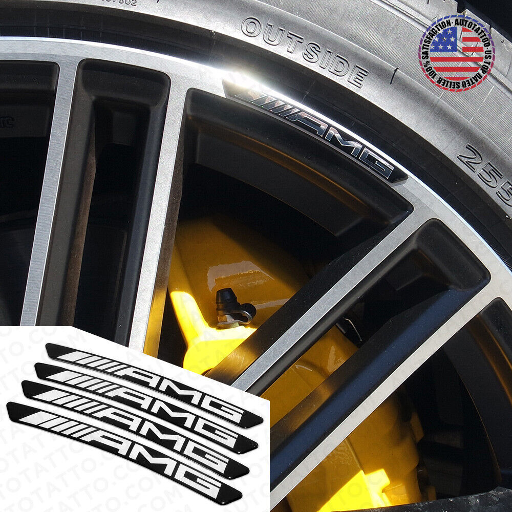 4x Mercedes AMG Edition Sport Wheels Badge 3D Sticker Logo Emblem Decoration