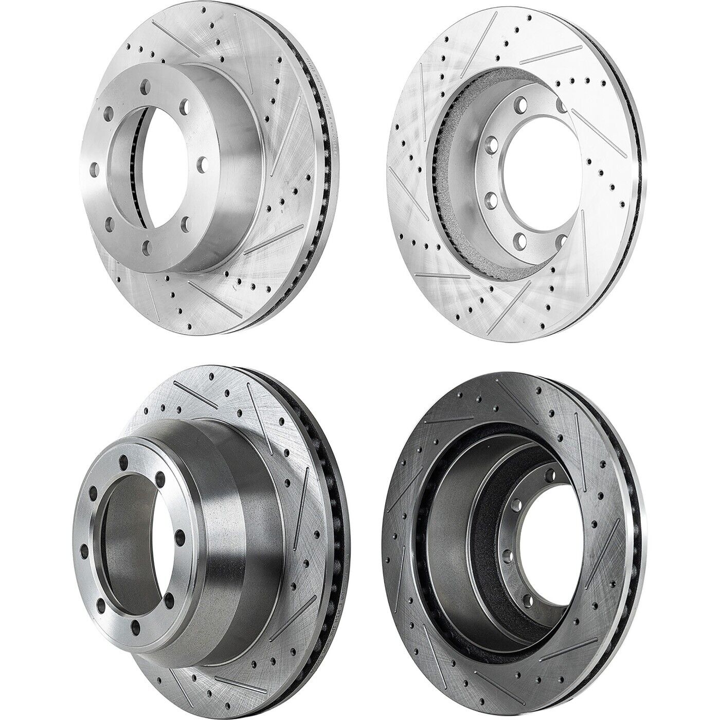 Brake Disc Set For 12-22 Ford F-250 Super Duty Front Rear Cross-drilled Slotted