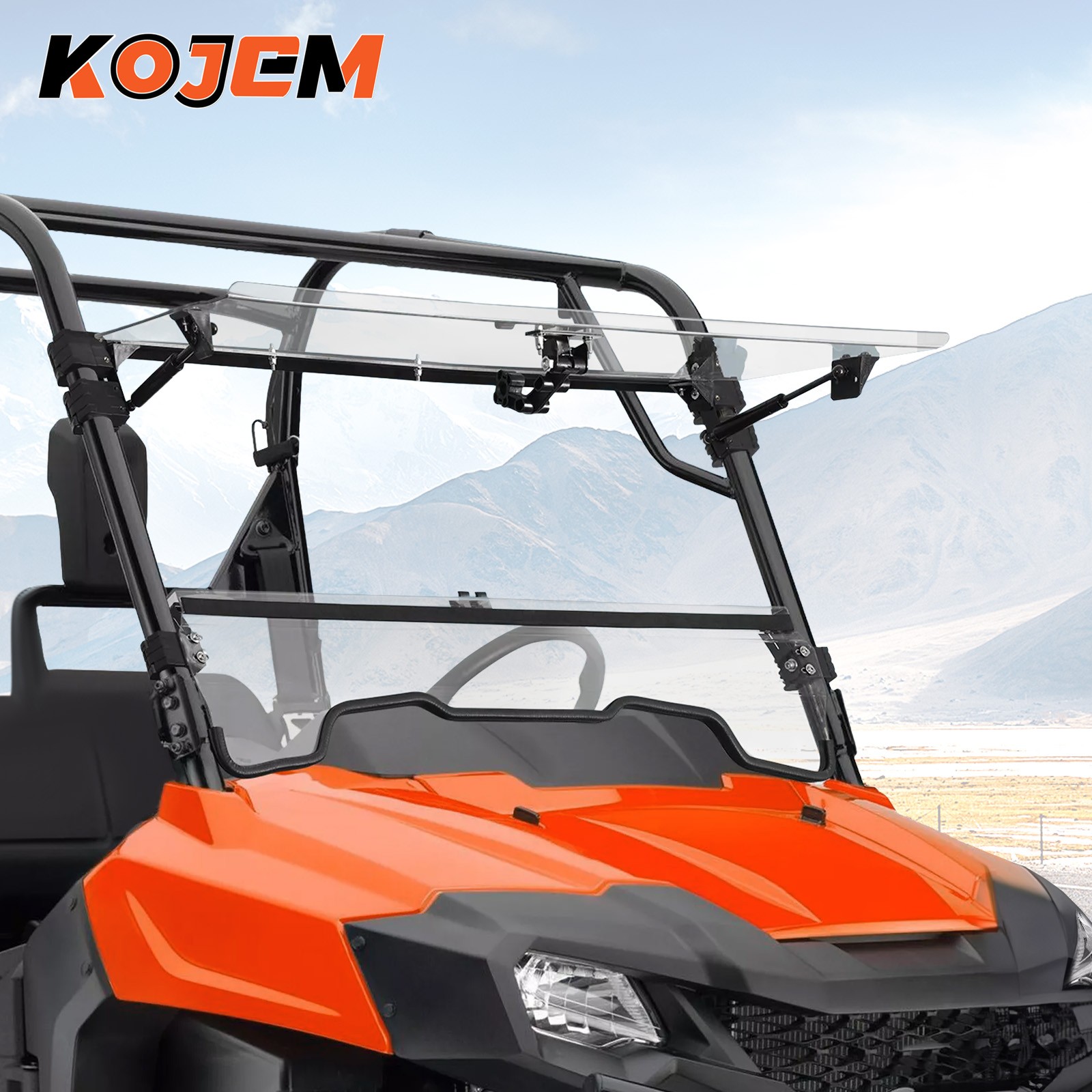 KOJEM Flip Front Windshield Scratch Resistant For 14-26 Honda Pioneer 700/ 700-4 KOJEM Flip Front Windshield Scratch Resistant For 14-26 Honda Pioneer 700/ 700-4