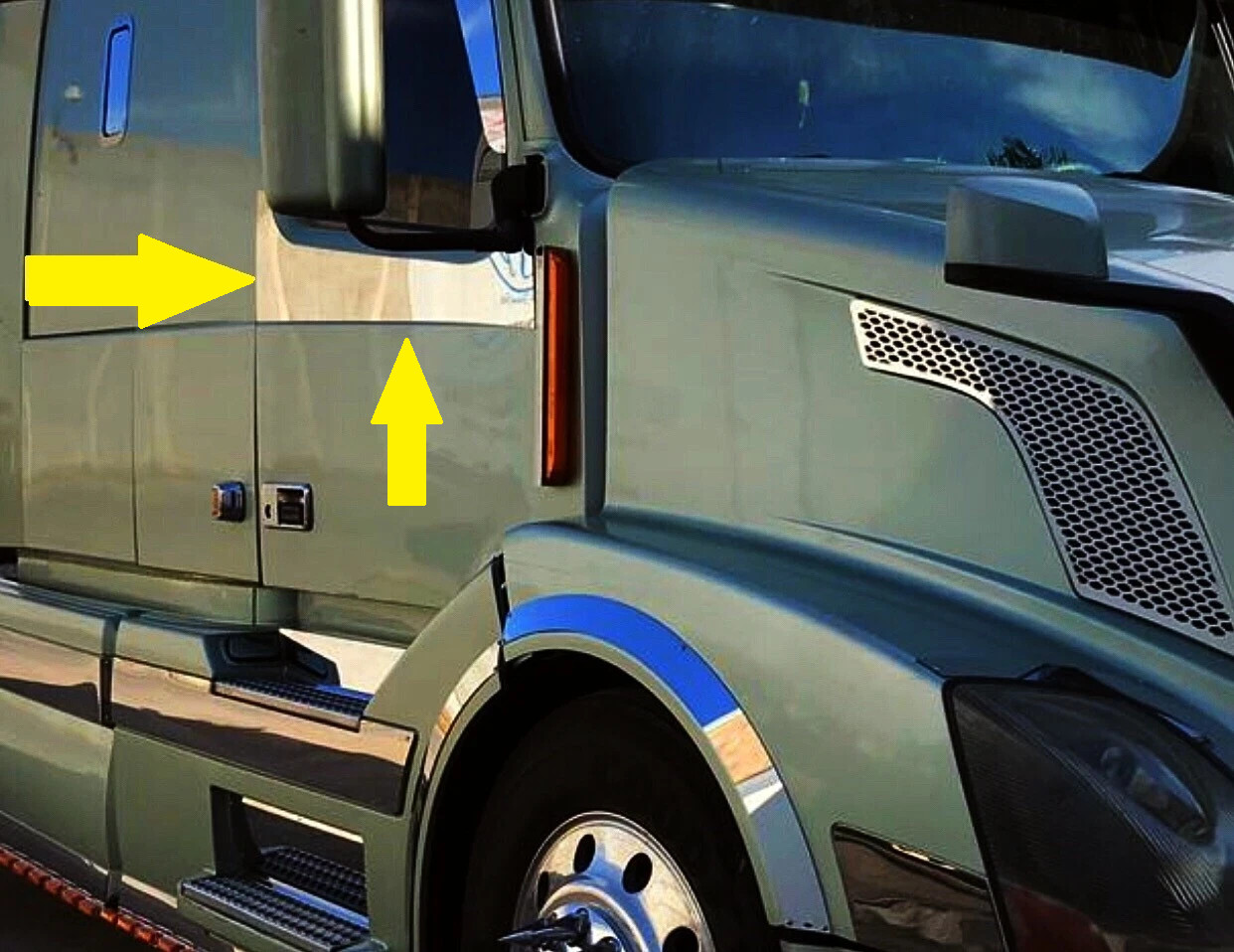 Volvo VNL Stainless Steel Under Window Trim Pair Set Chrome Finish