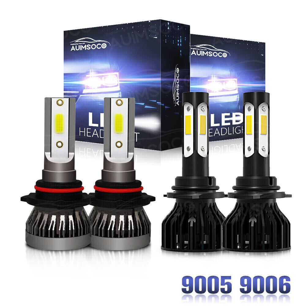 AUIMSOCO White 9005+9006 Combo LED Car Headlight Kit High&Low Beam Light Bulbs