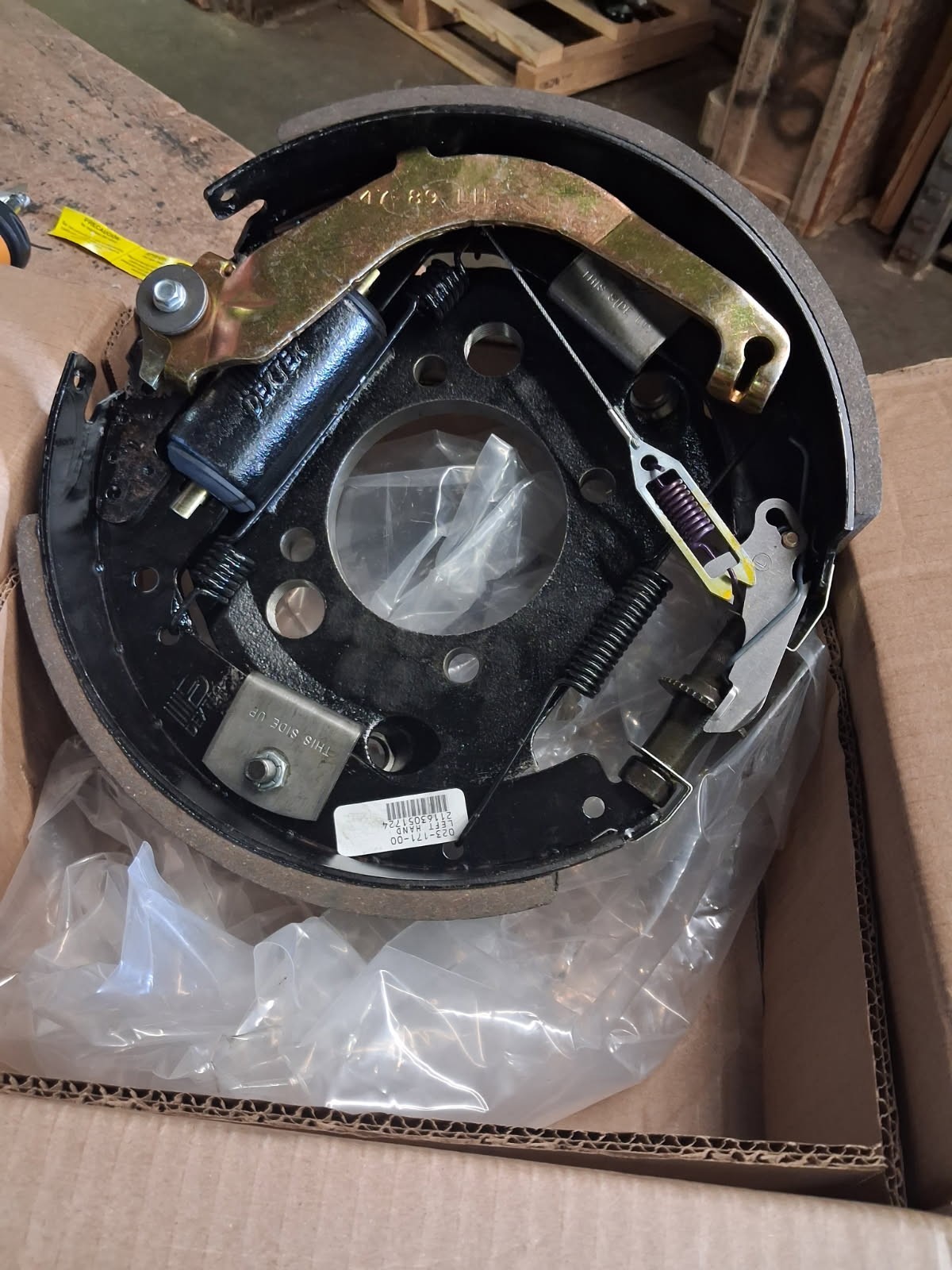 Dexter Hydraulic Brake Shoe K23-171-00 Left Backing Plate 12-1/4\ Dexter Hydraulic Brake Shoe K23-171-00 Left Backing Plate 12-1/4\