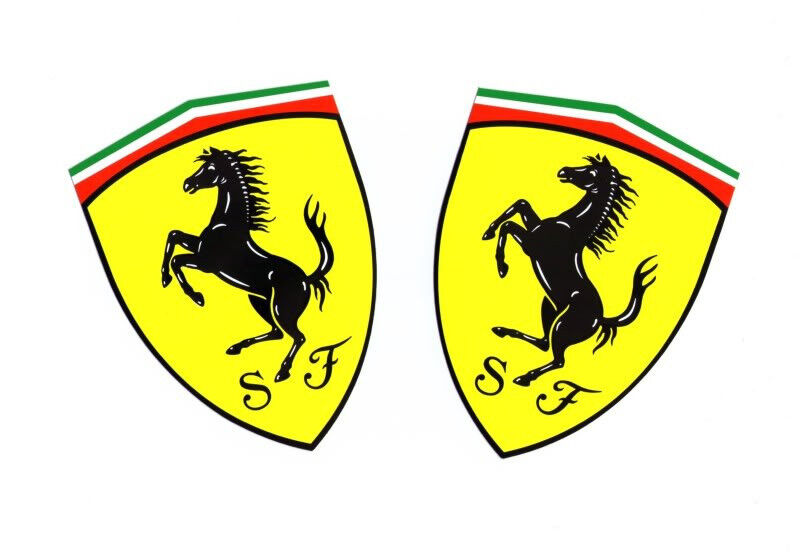 Genuine Ferrari Shield Sticker / Decal Set Of Two