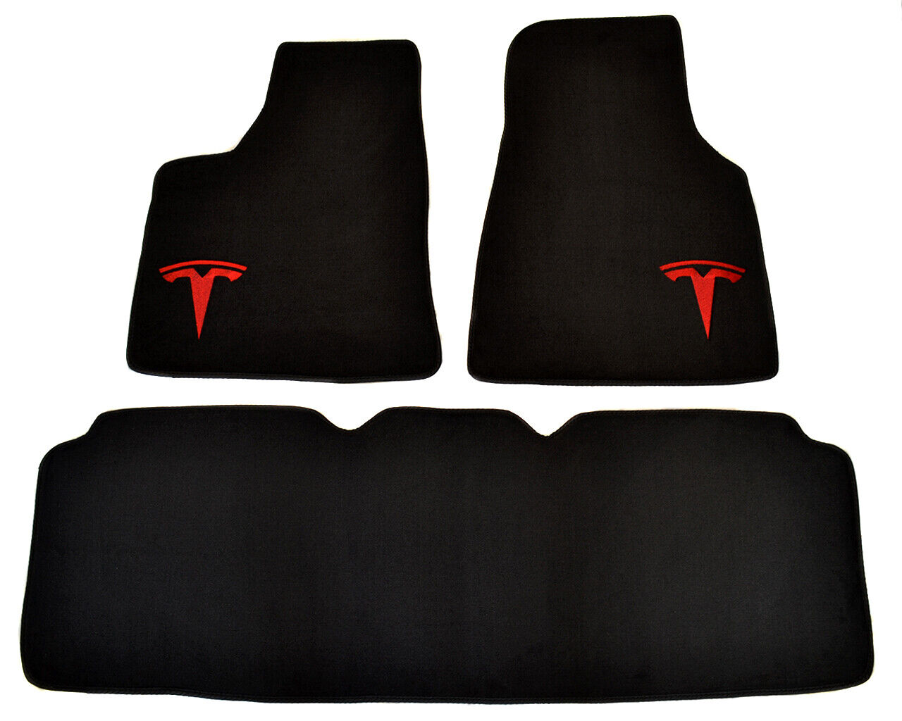 Floor Mats For Tesla Model S 2012 - With Tesla Logo Tailored Black Carpets NEW 