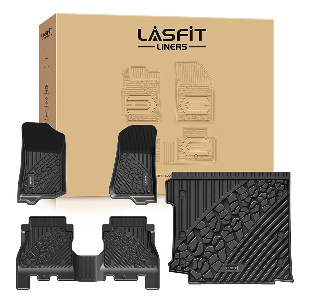 LASFIT TPE 1st-2nd Row Floor Mats Trunk Cargo Liner for Jeep Wrangler 2018-2026