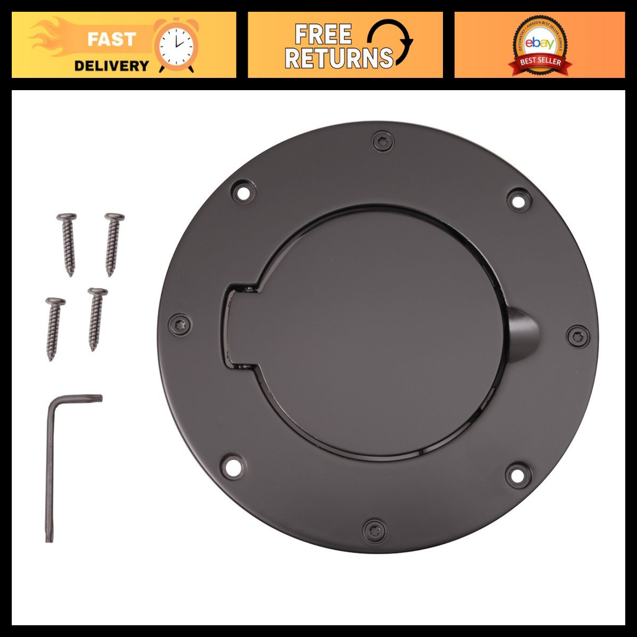 Non-Locking Gas Cap Door for 1997-2006 Jeep Wrangler TJ - Rugged Black Finish
