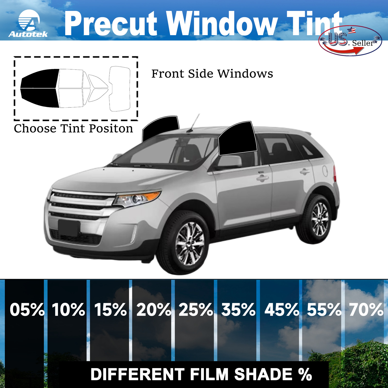 PreCut Film Front Two Door Windows Any Tint Shade For Ford Edge 2007-2014