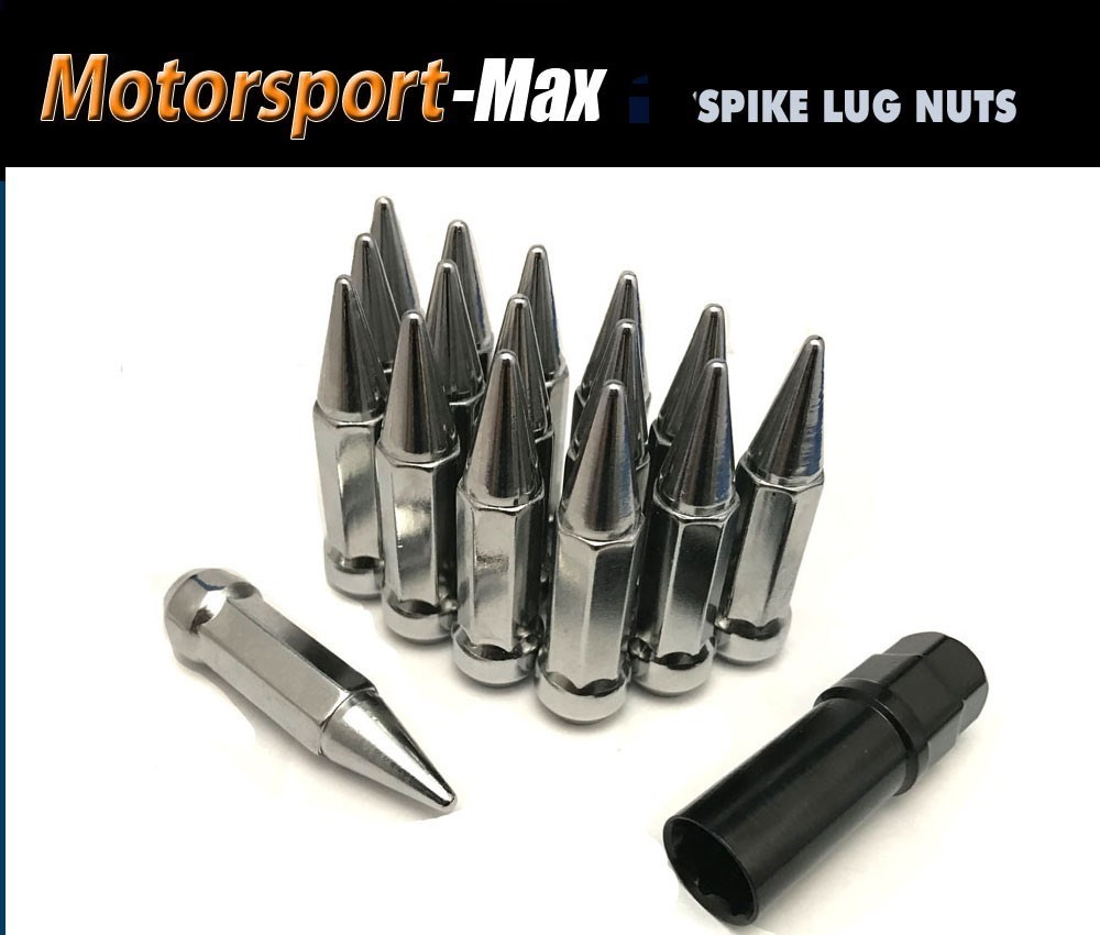 16 Pc Set Spike ATV Heptagon Locking Lug Nuts Kit ¦ Chrome ¦ 10x1.25
