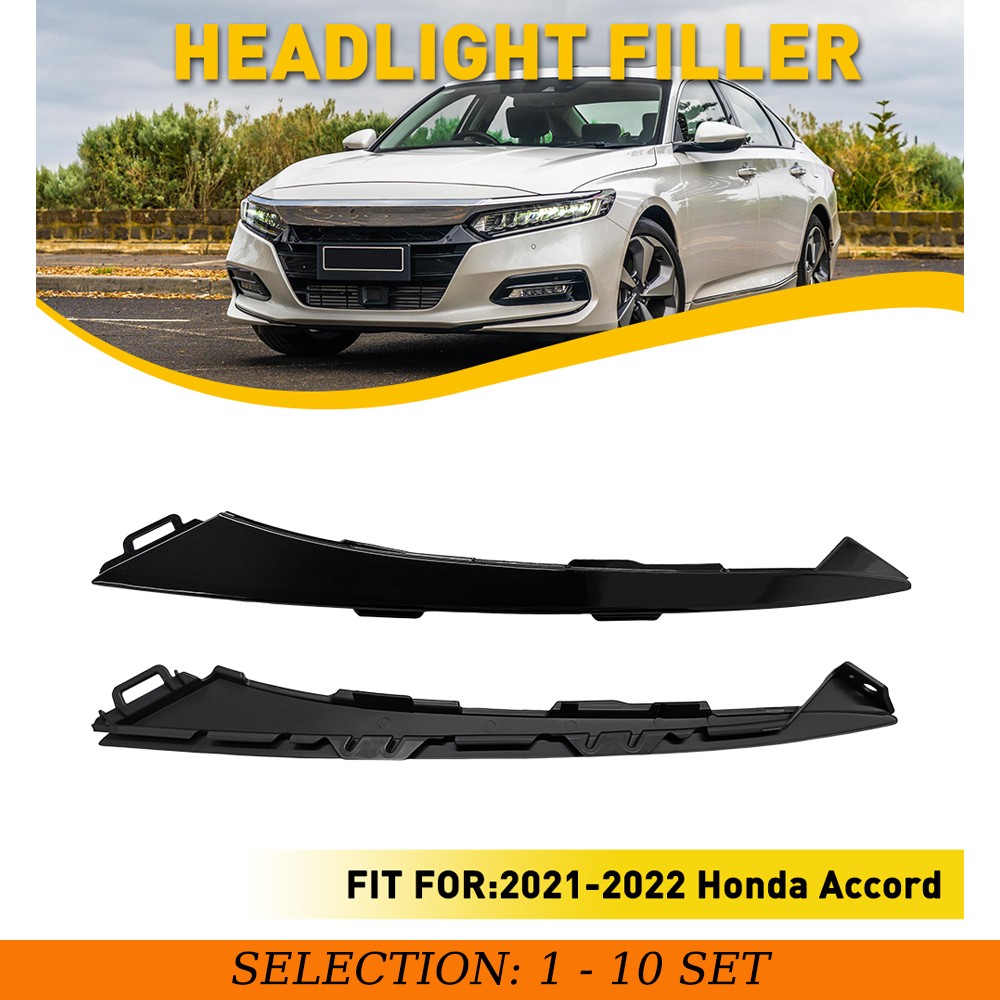 2-20 Fit 2021-2022 Honda Accord Front Bumper Grille Black Molding Headlight Trim