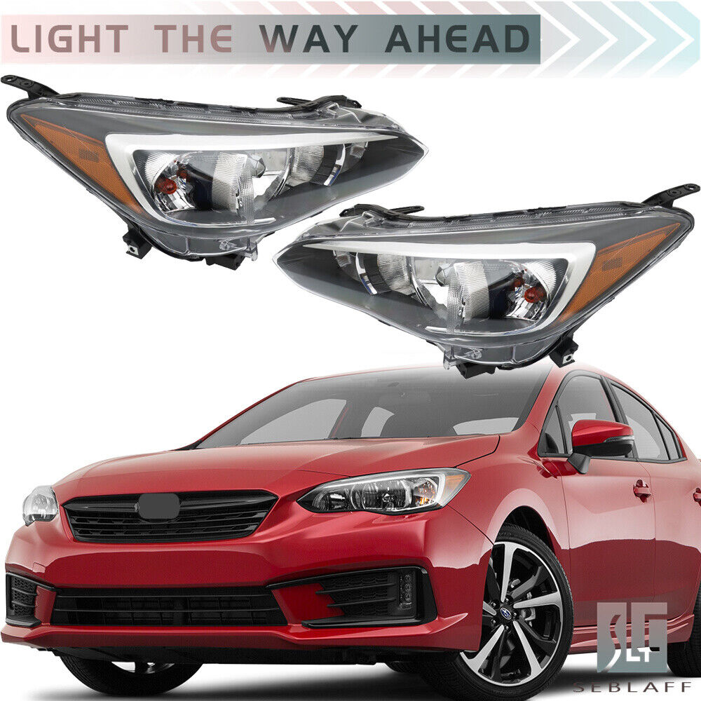 For 2017-18 Subaru Impreza/Crosstrek Headlight Halogen Chrome Housing Left+Right