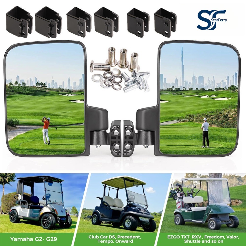 Universal Golf Cart Side Mirrors,No Drilling Rear View Mirror for EZGO Club Car