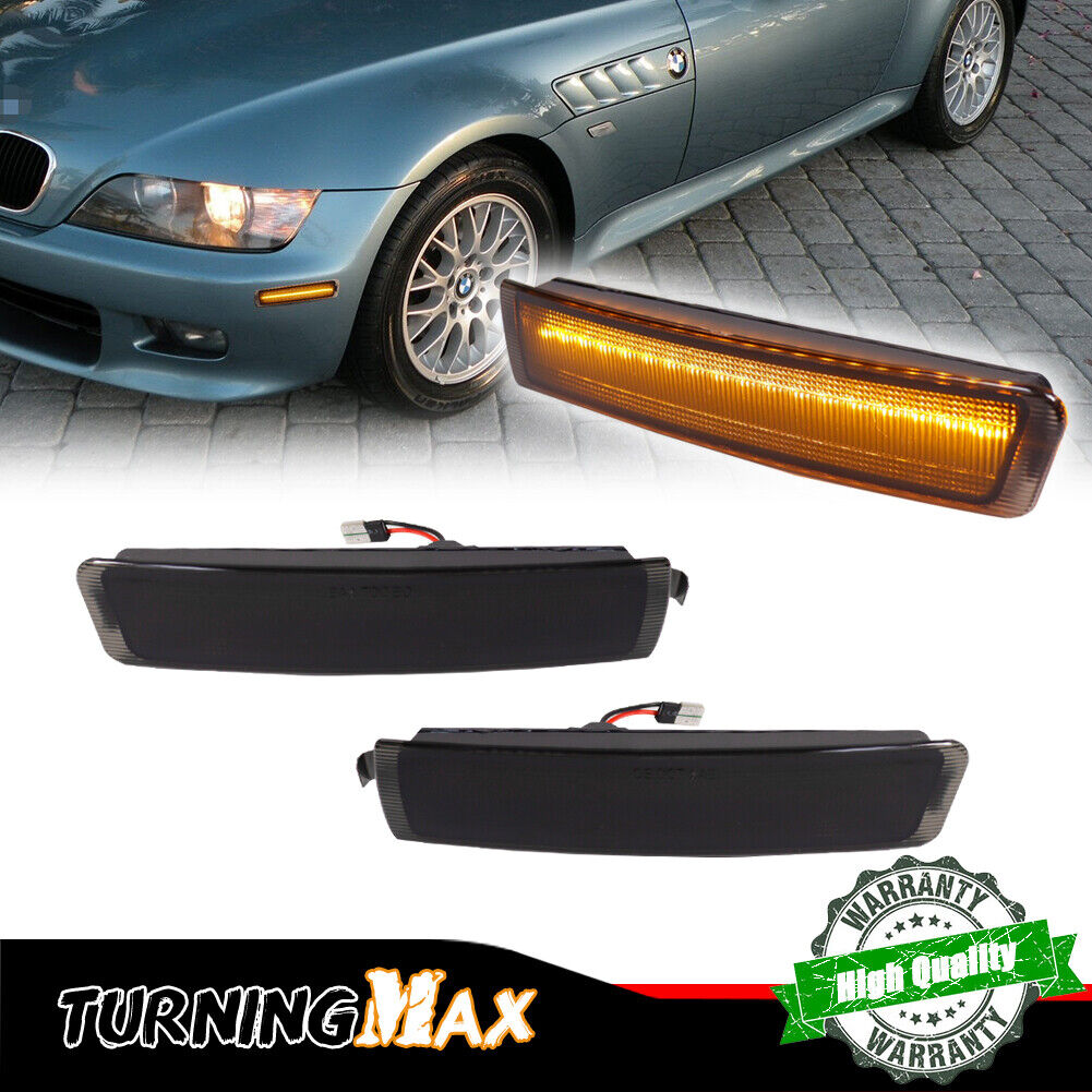 For 1996-2002 BMW M Coupe 2-Door Smoked Lens Amber LED Front Side Marker Lights