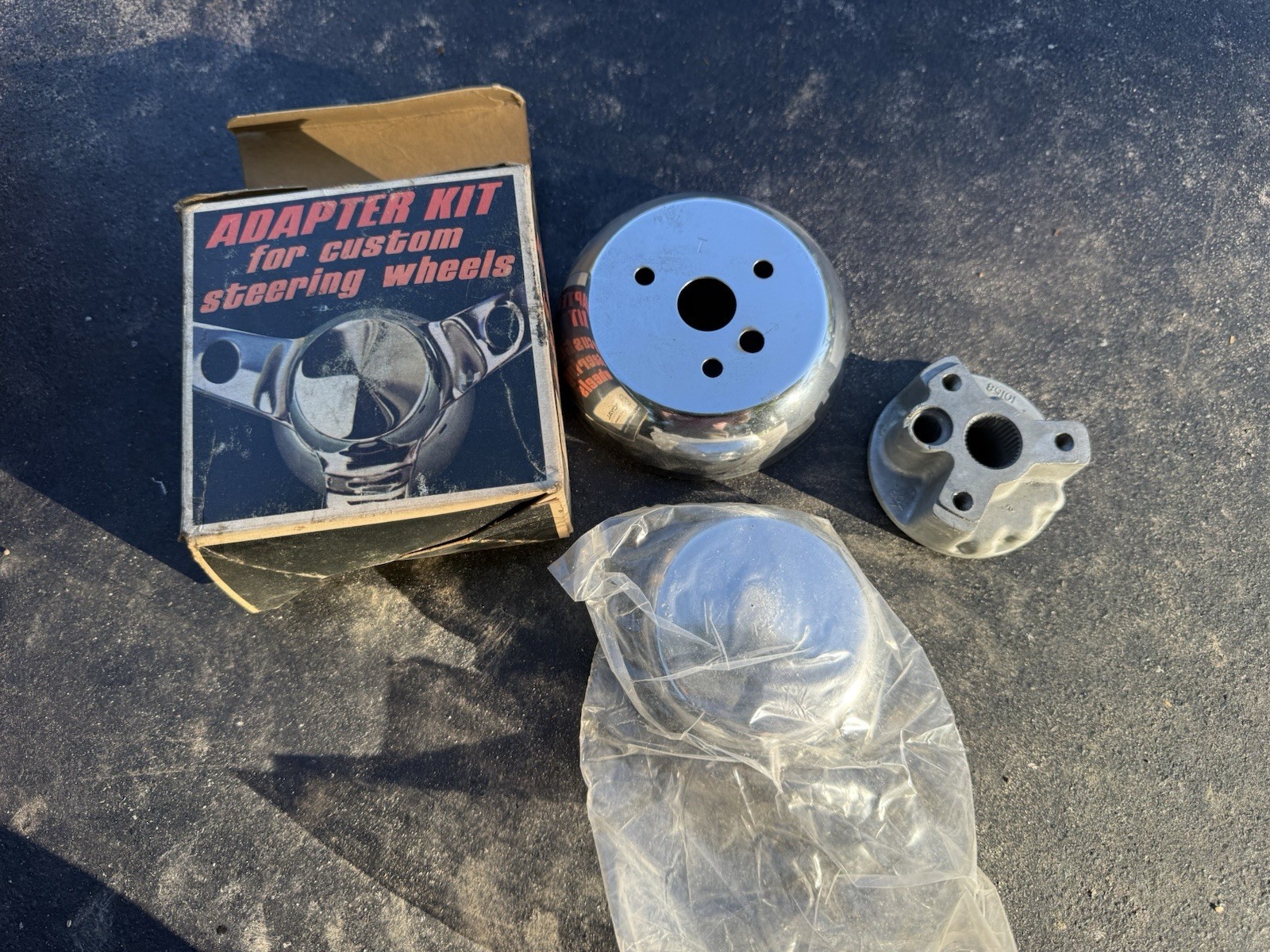 NOS 3287 GRANT Chrome STEERING WHEEL ADAPTER KIT- FITS 1960s Gm Vw Ford NOS 3287 GRANT Chrome STEERING WHEEL ADAPTER KIT- FITS 1960s Gm Vw Ford