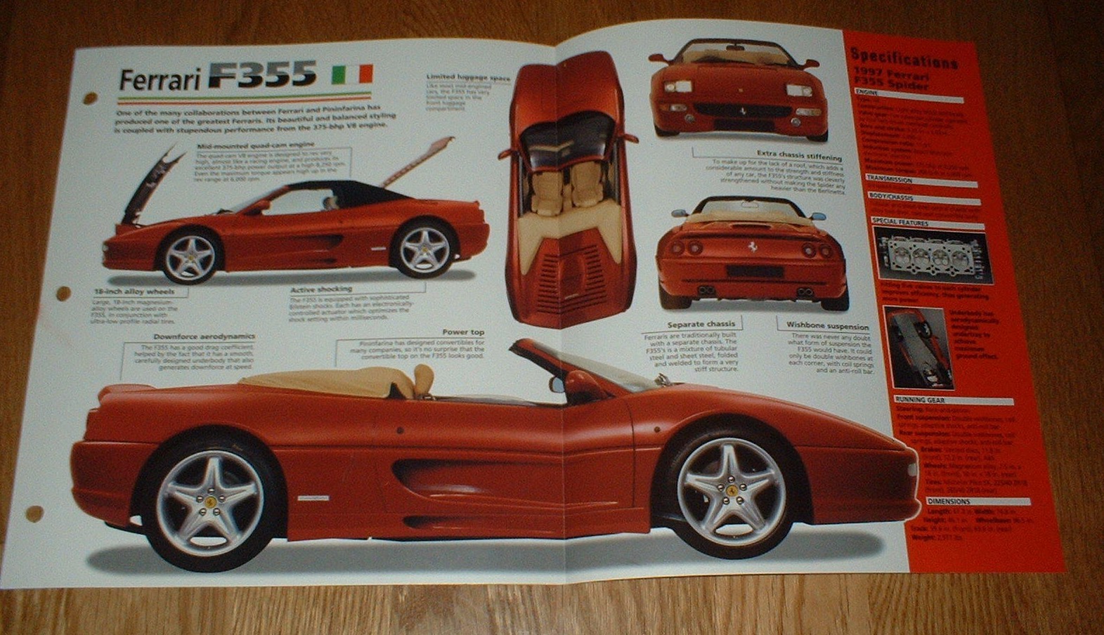 1997 Ferrari F355 Spider Original Imp Brochure 94 95 96 97 98 F-355 Specs Info
