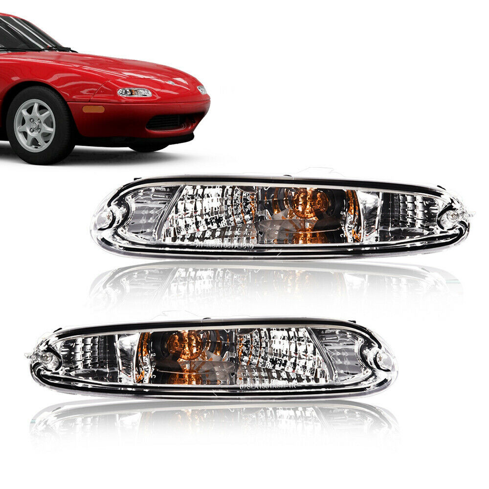 Pack of 2 Clear Front Bumper Signal Lights W/Bulbs Fit For 90 - 97 MX-5 Miata