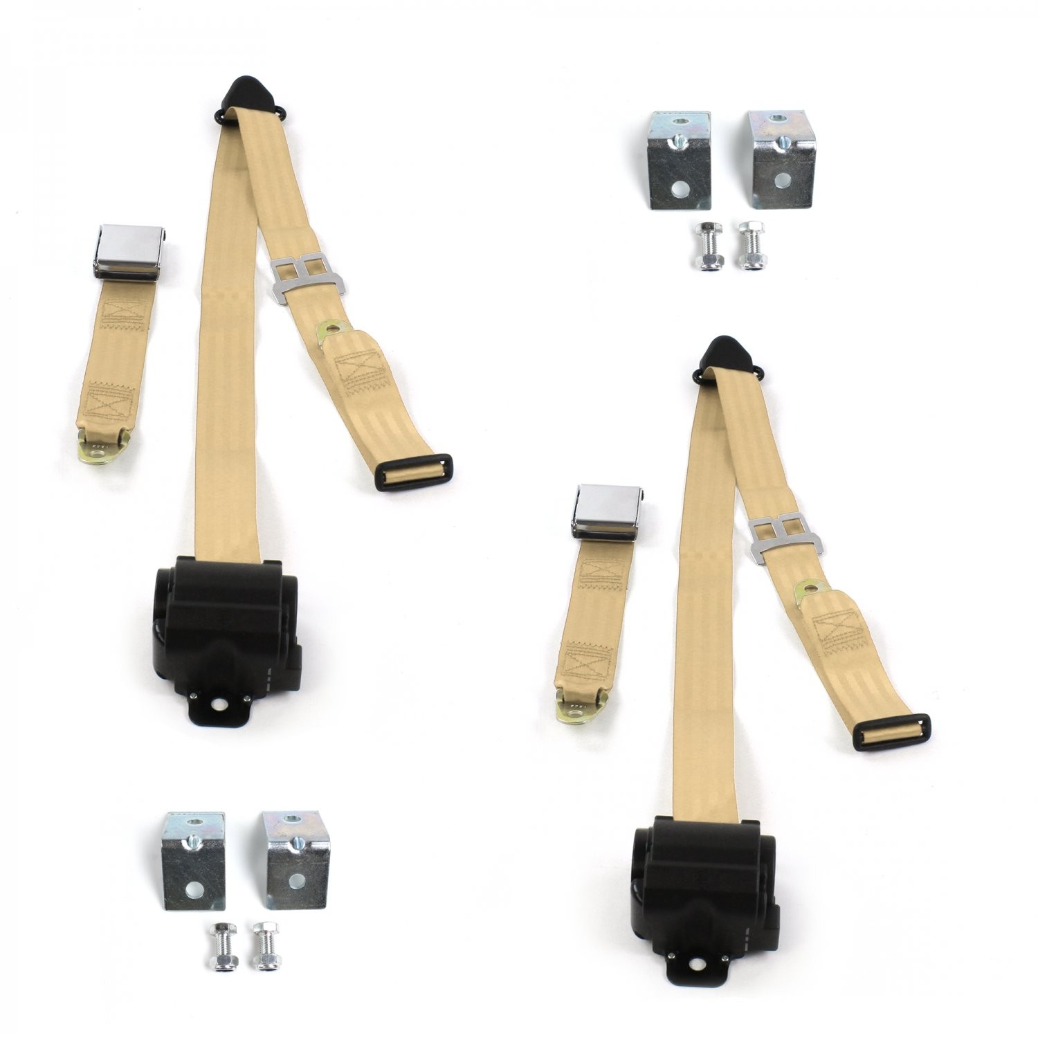 Early Cars 1933 - 1934 Airplane 3pt Tan Seat Kit w/Brackets-2 Belts 