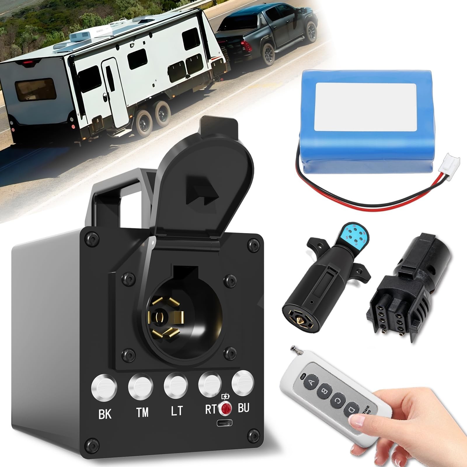 Portable Trailer Light Tester Box, Wireless Remote Control Operation Portable Trailer Light Tester Box, Wireless Remote Control Operation