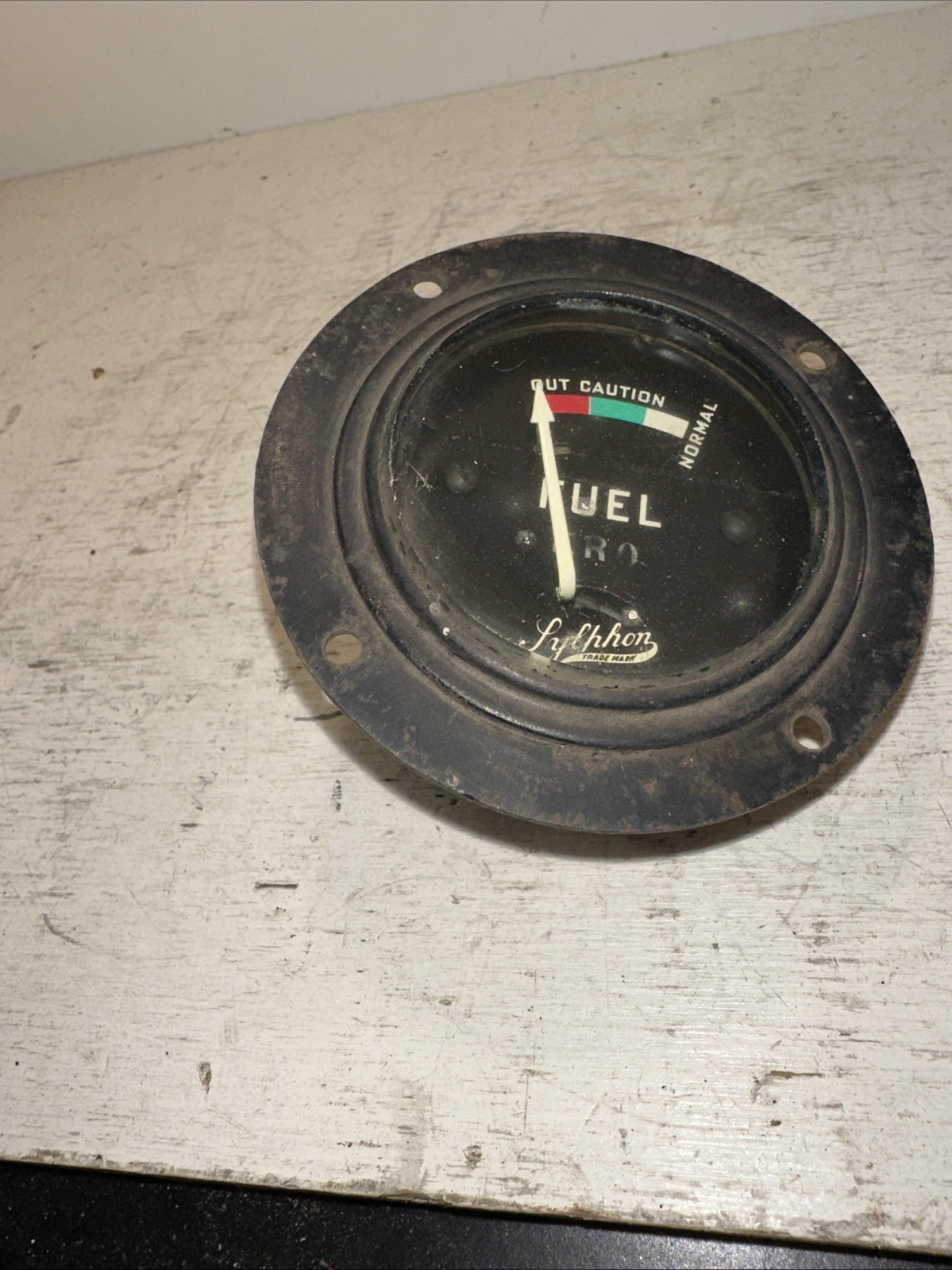 Vintage Used Working Syphon Fuel ERO Normal Out Caution Fuel Panel Gauge