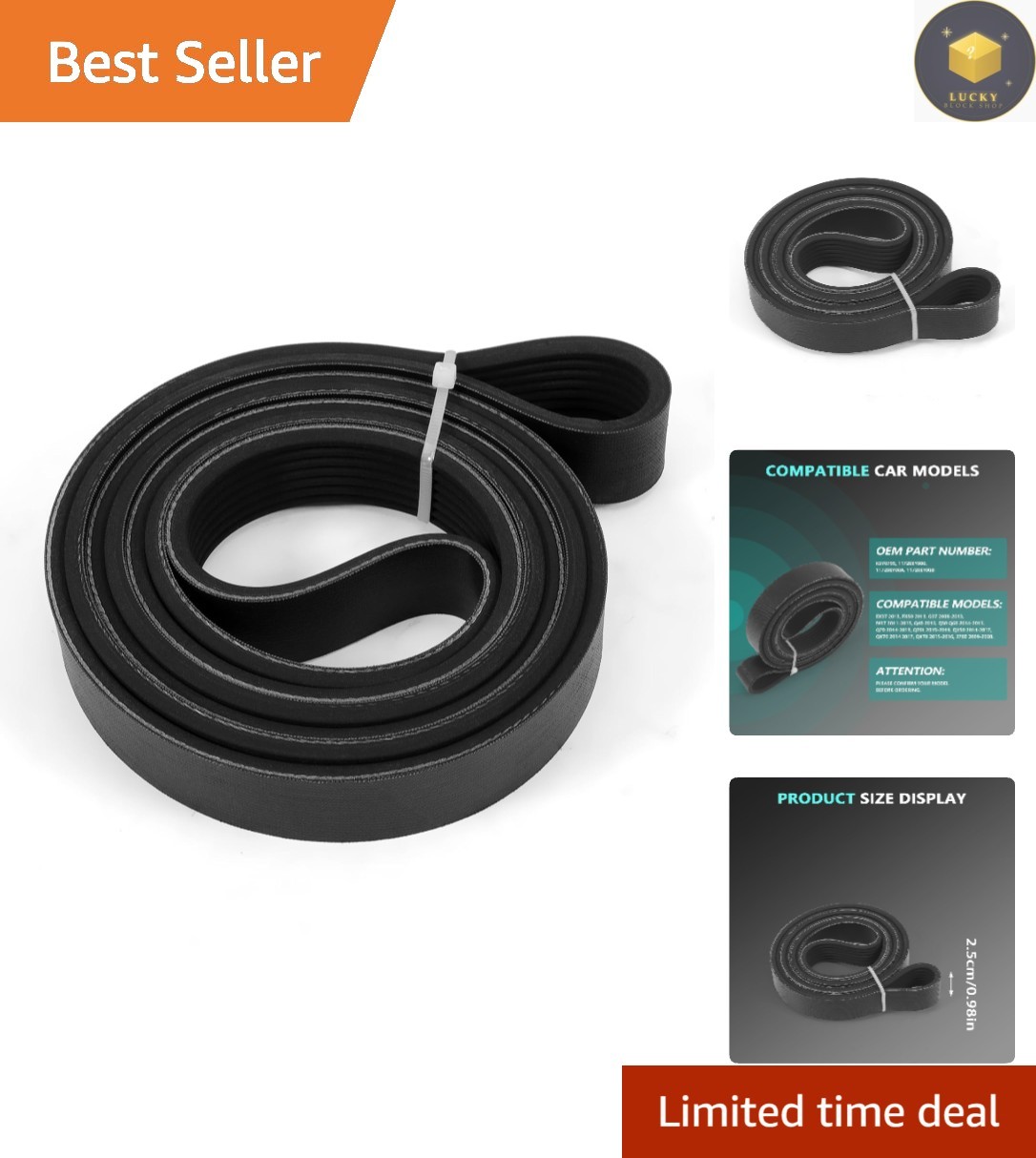 Engine Serpentine Drive Belt - Fits Q70L, QX70, Superior EPDM Quality 2014-2019