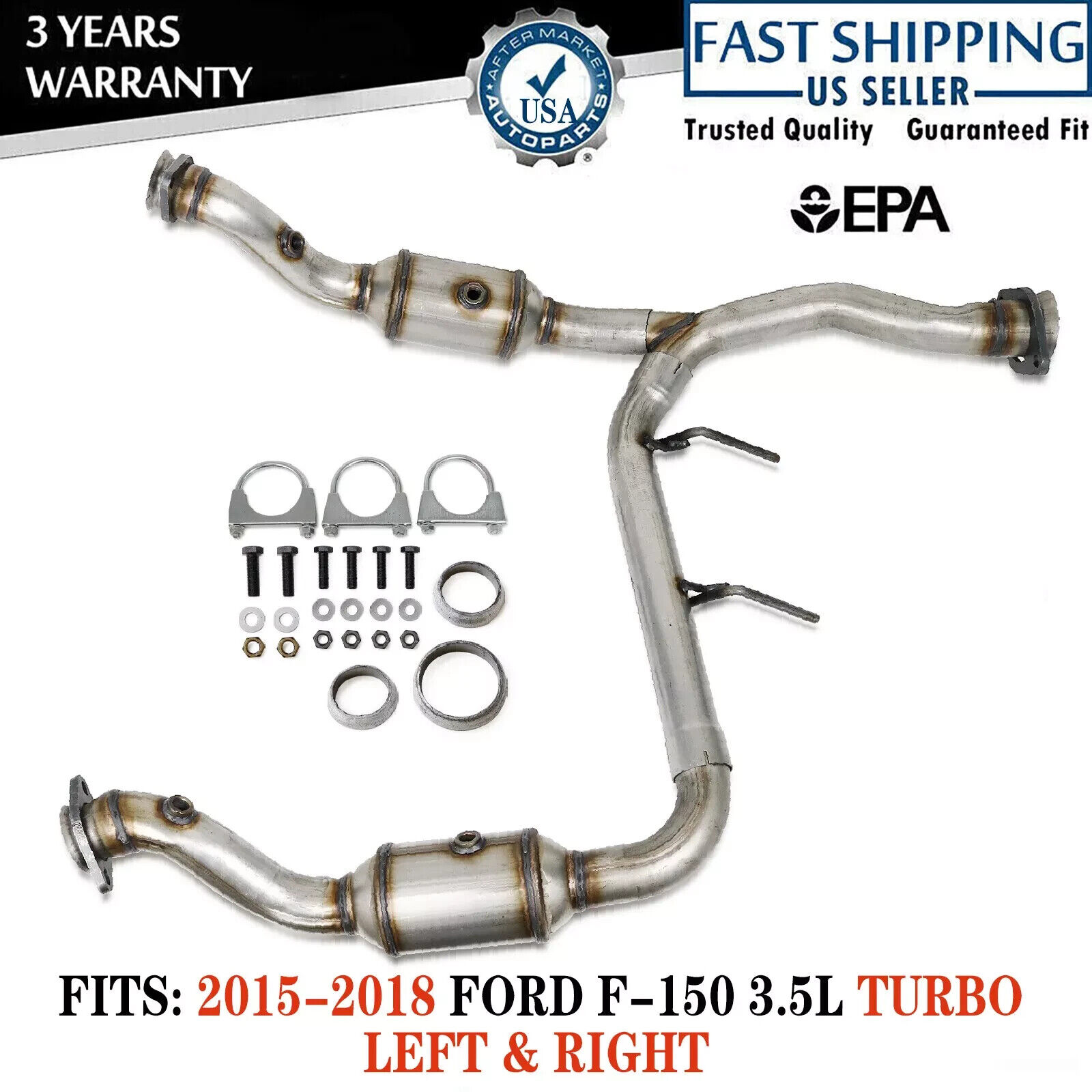 For 2015-2018 Ford F-150 3.5L Turbo Left & Right Direct Fit Catalytic Converter