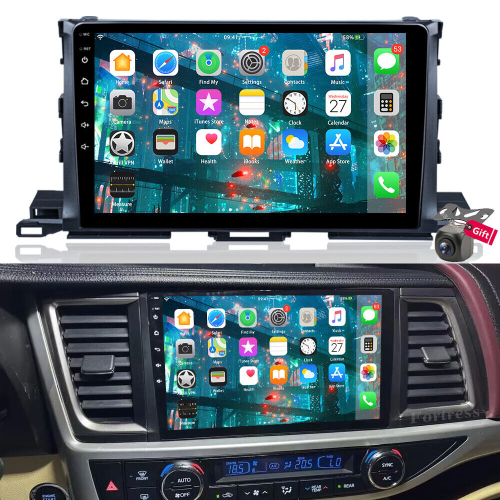 4+64G QLED Stereo For Toyota Highlander 2014-2018 Android Car Carplay Radio GPS
