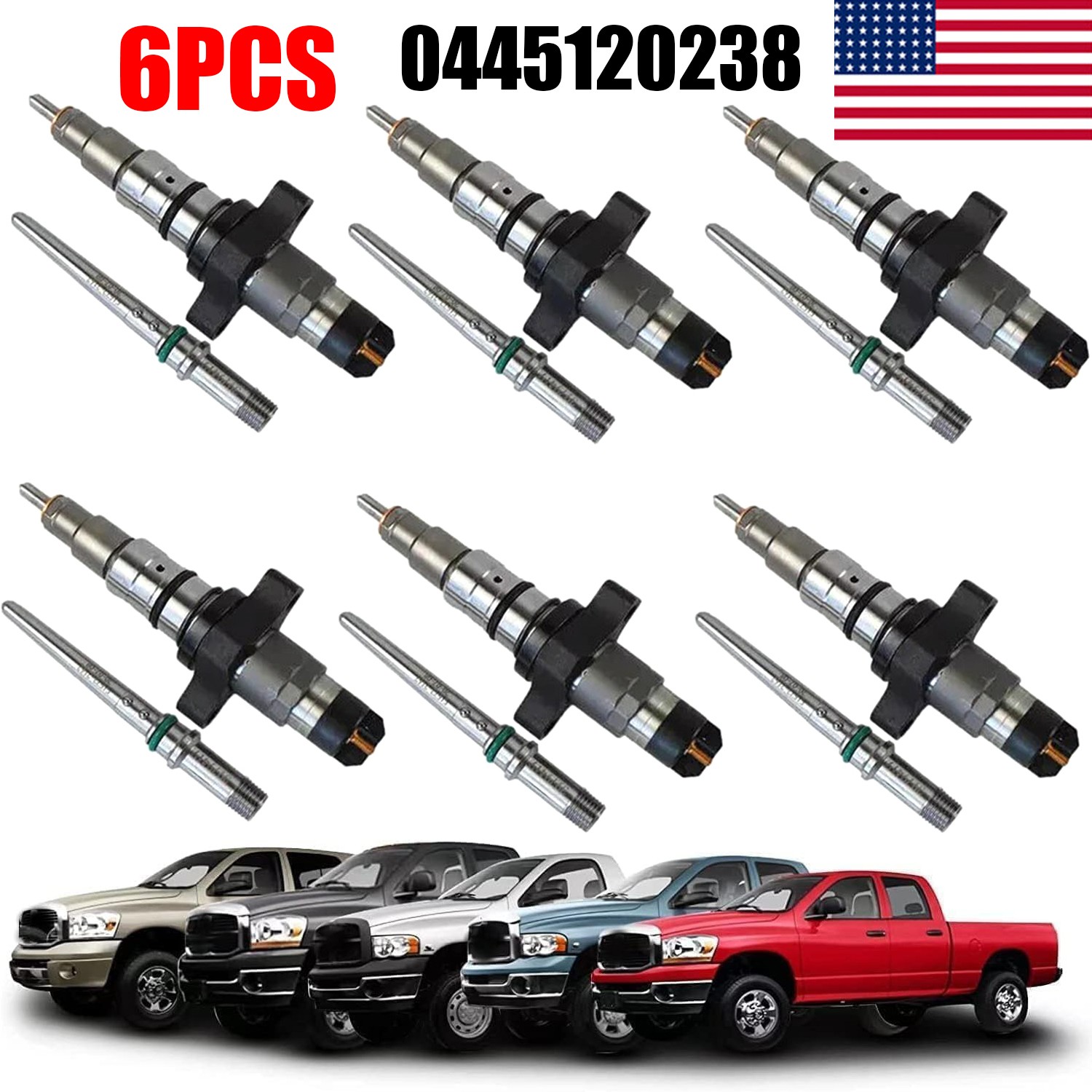 6PCS 0445120238 Bosch Diesel Fuel Injectors For Dodge Ram 2500 3500 5.9L Cummins