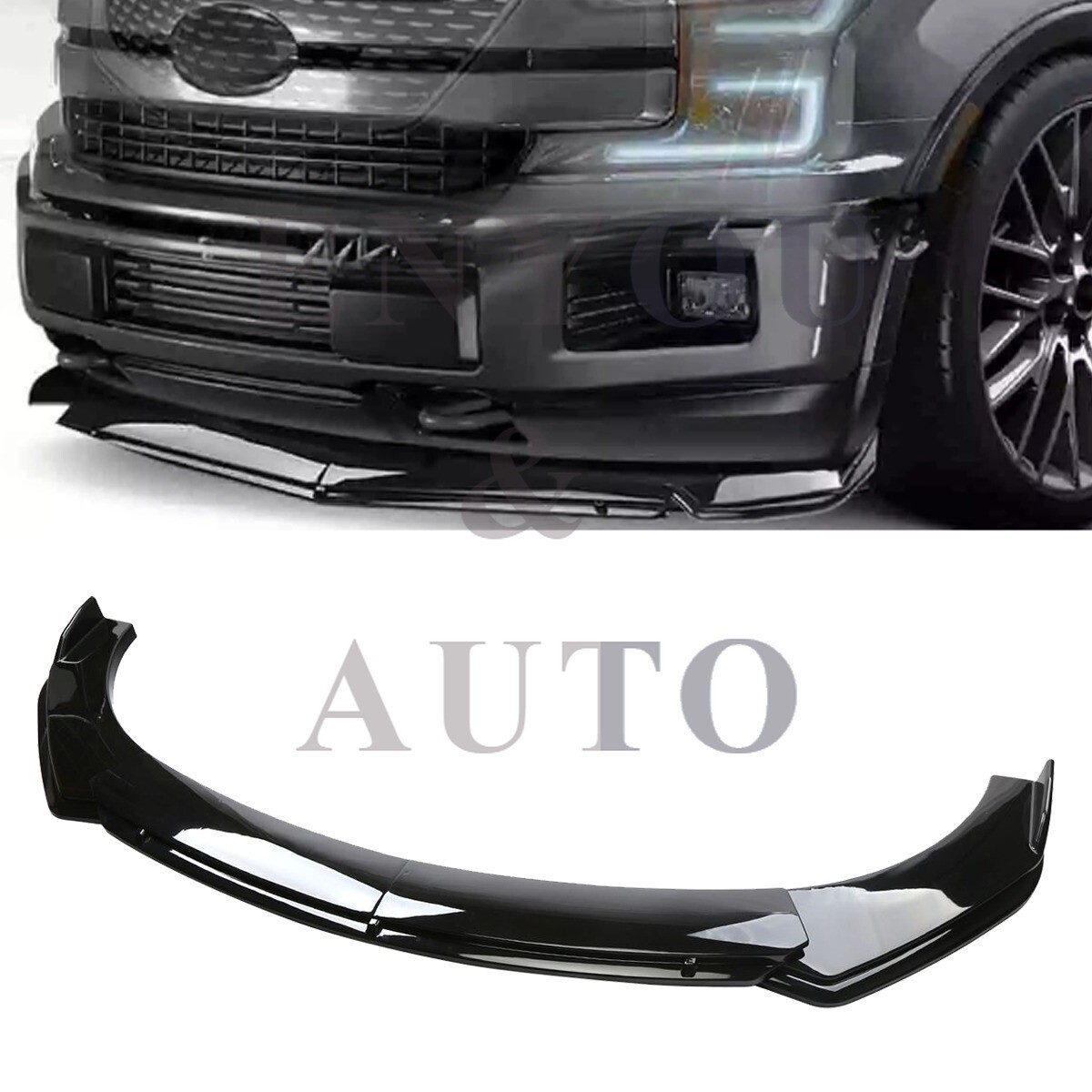 For Ford F150 F-150 Truck Front Bumper Lip Spoiler Lower Splitter Glossy Black